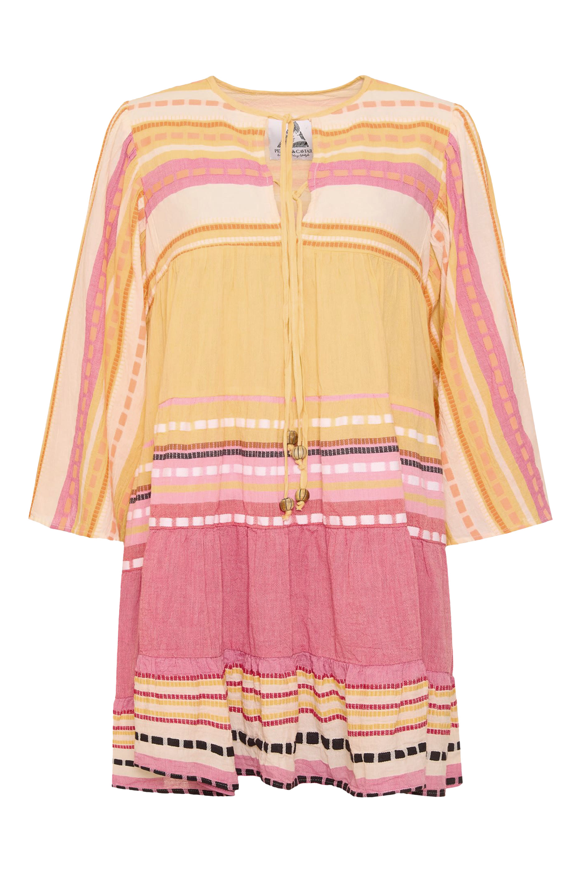 فستان زاكار مخطط قصير بأكمام طويلة