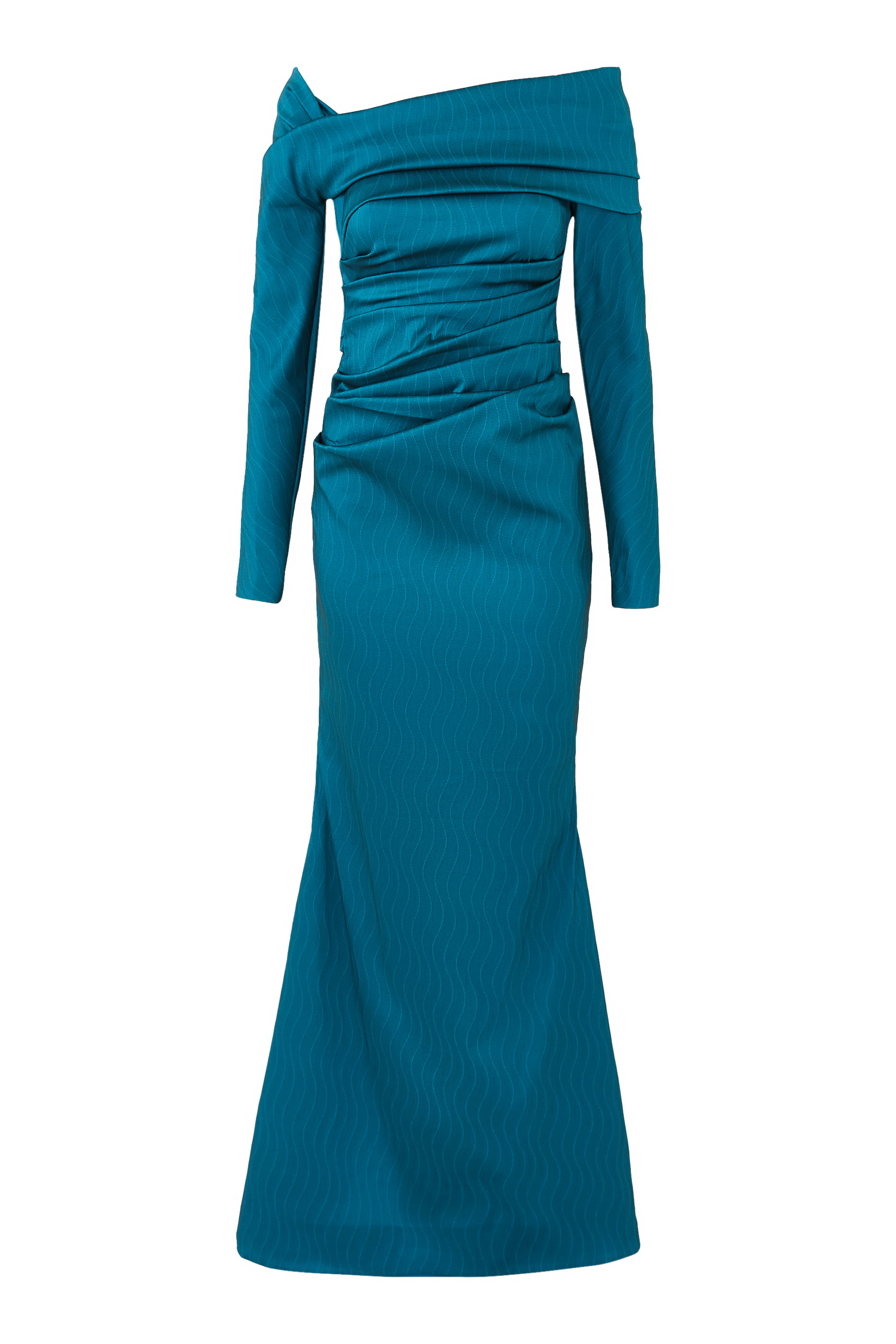 فستان سهرة بأكتاف متساقطة