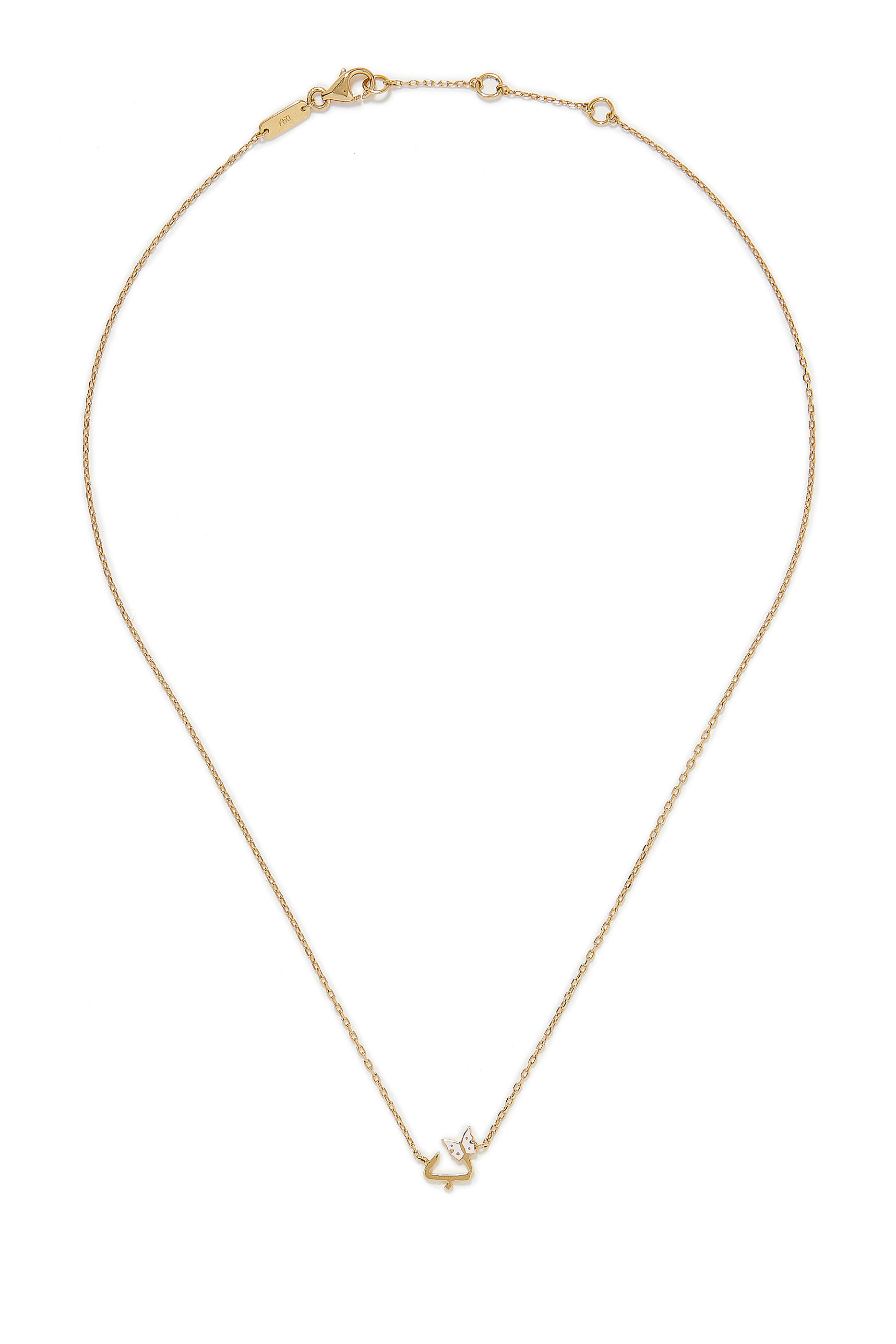 سلسلة بدلاية بتصميم حرف ب وحلية على شكل فراشة ذهب أصفر عيار 18