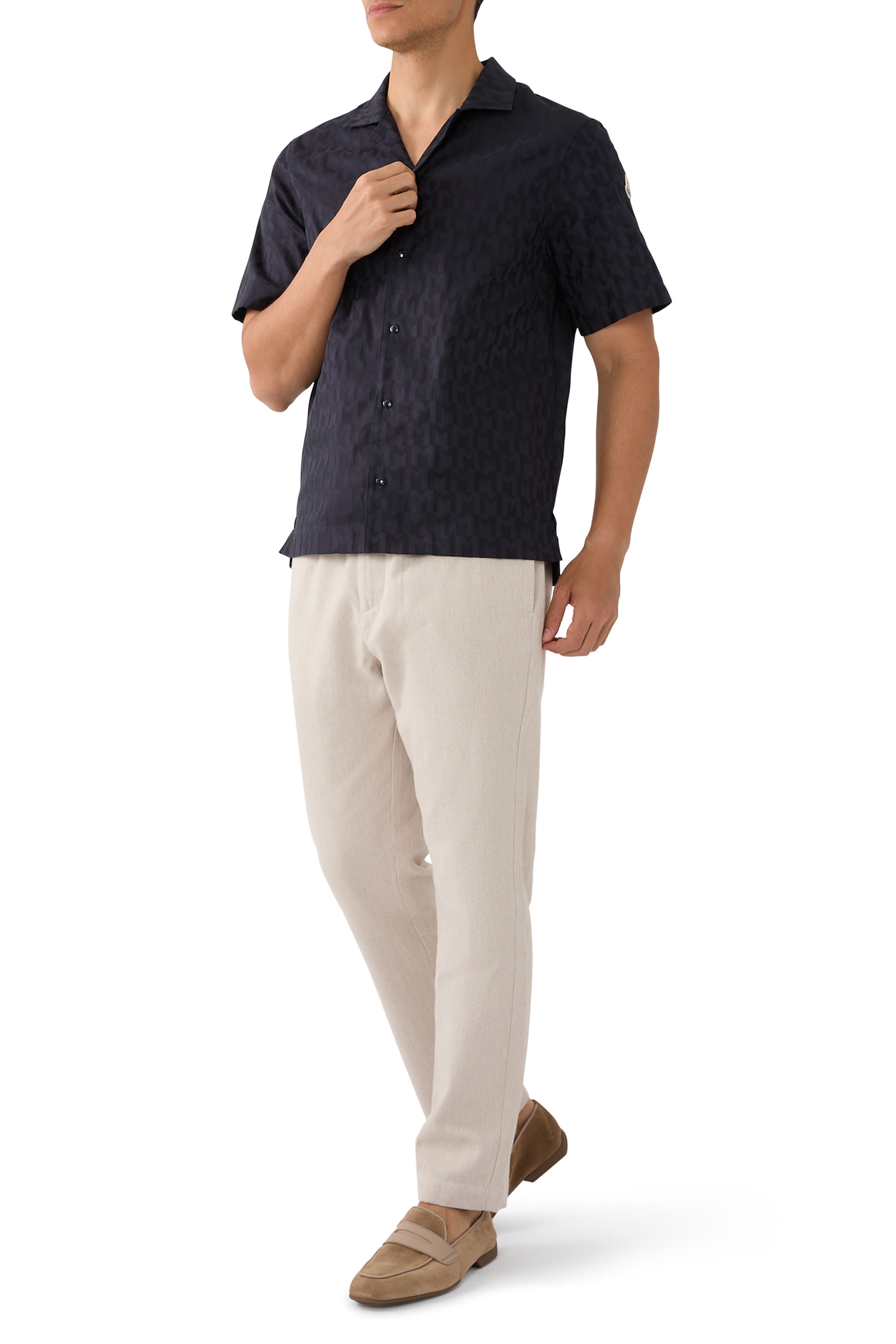 قميص بنقشة حرف شعار الماركة جاكار قطن