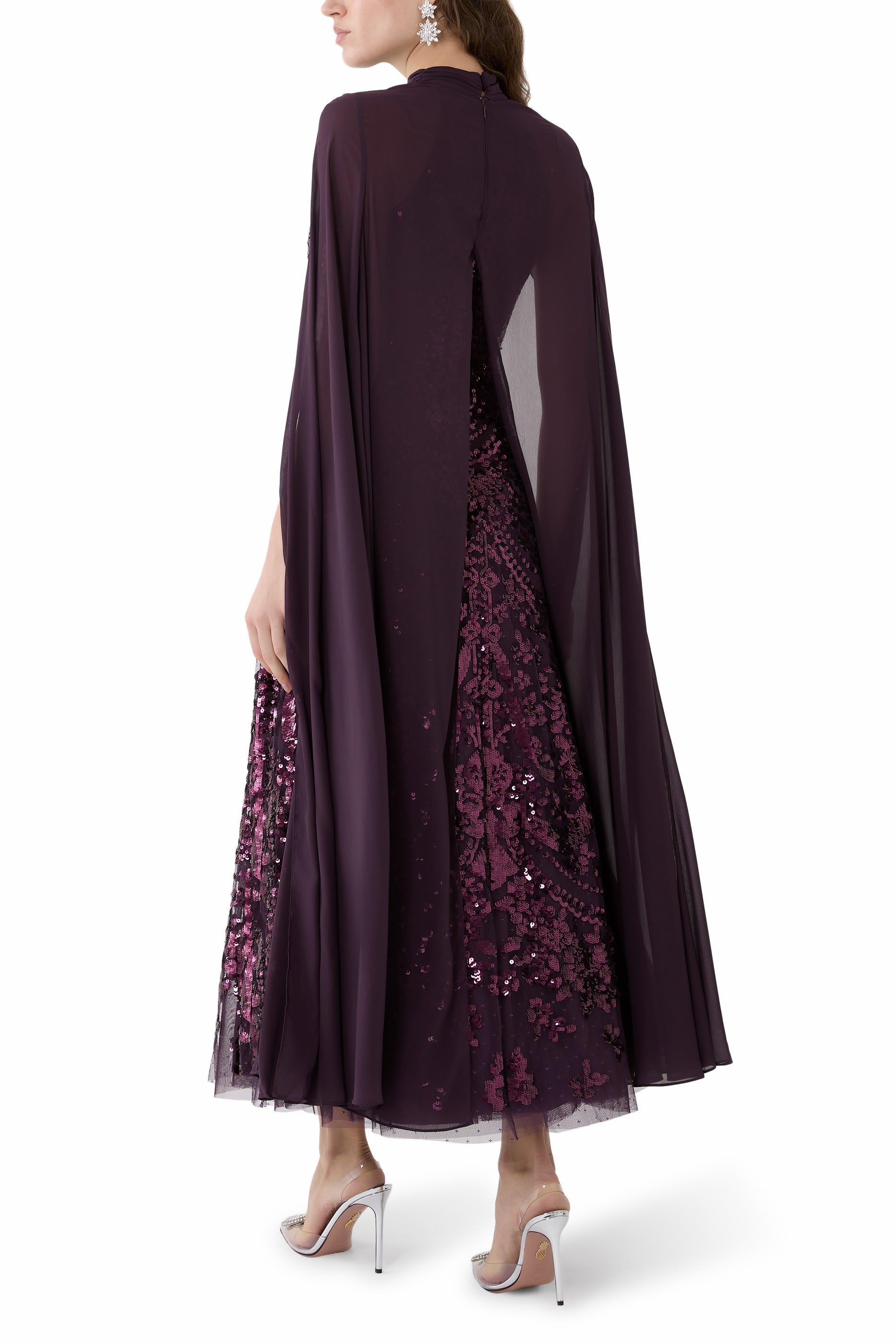 فستان سهرة شاندلير بكاب وقصة بطول الكاحل