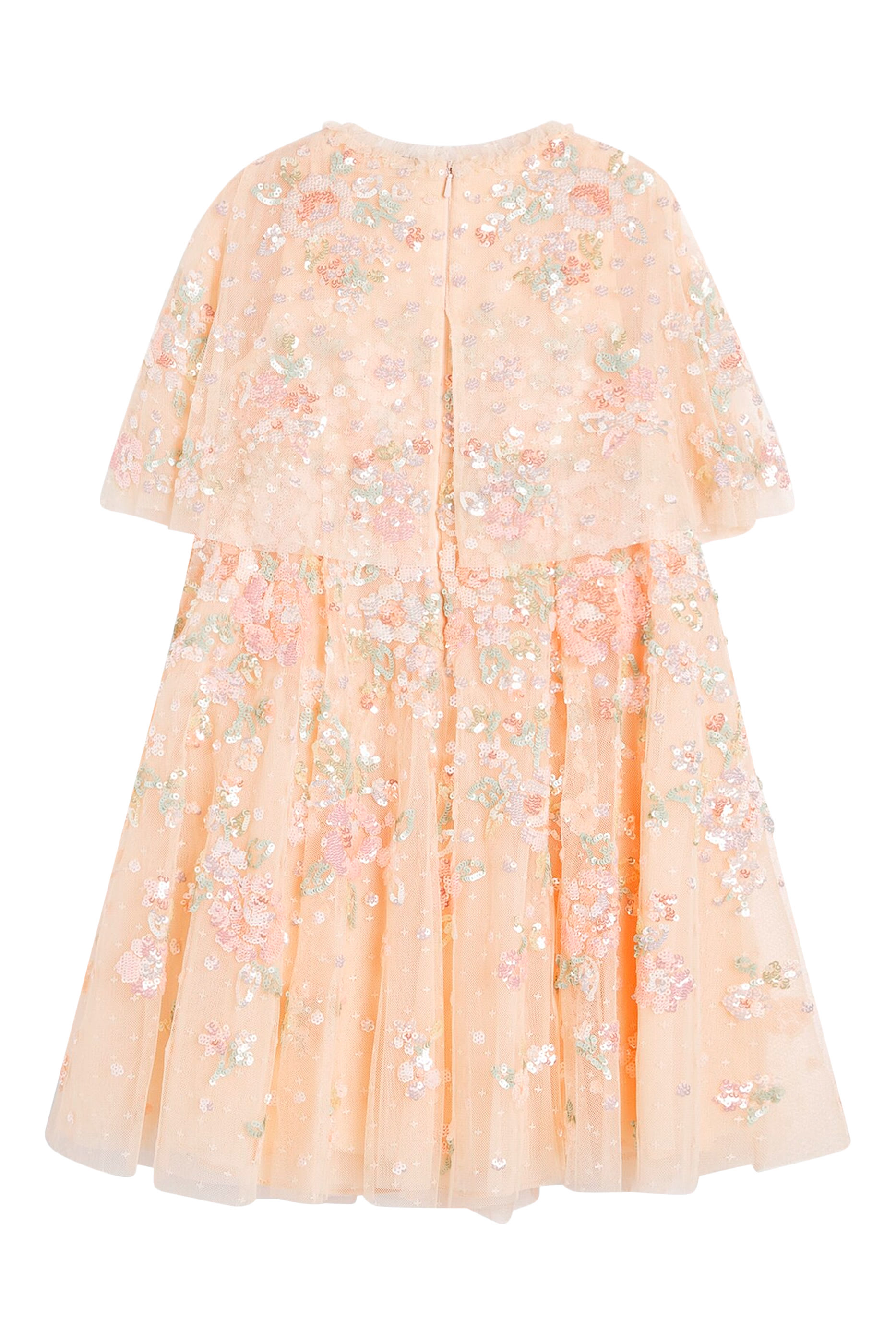 Kids Sequin Bouquet Cape Dress