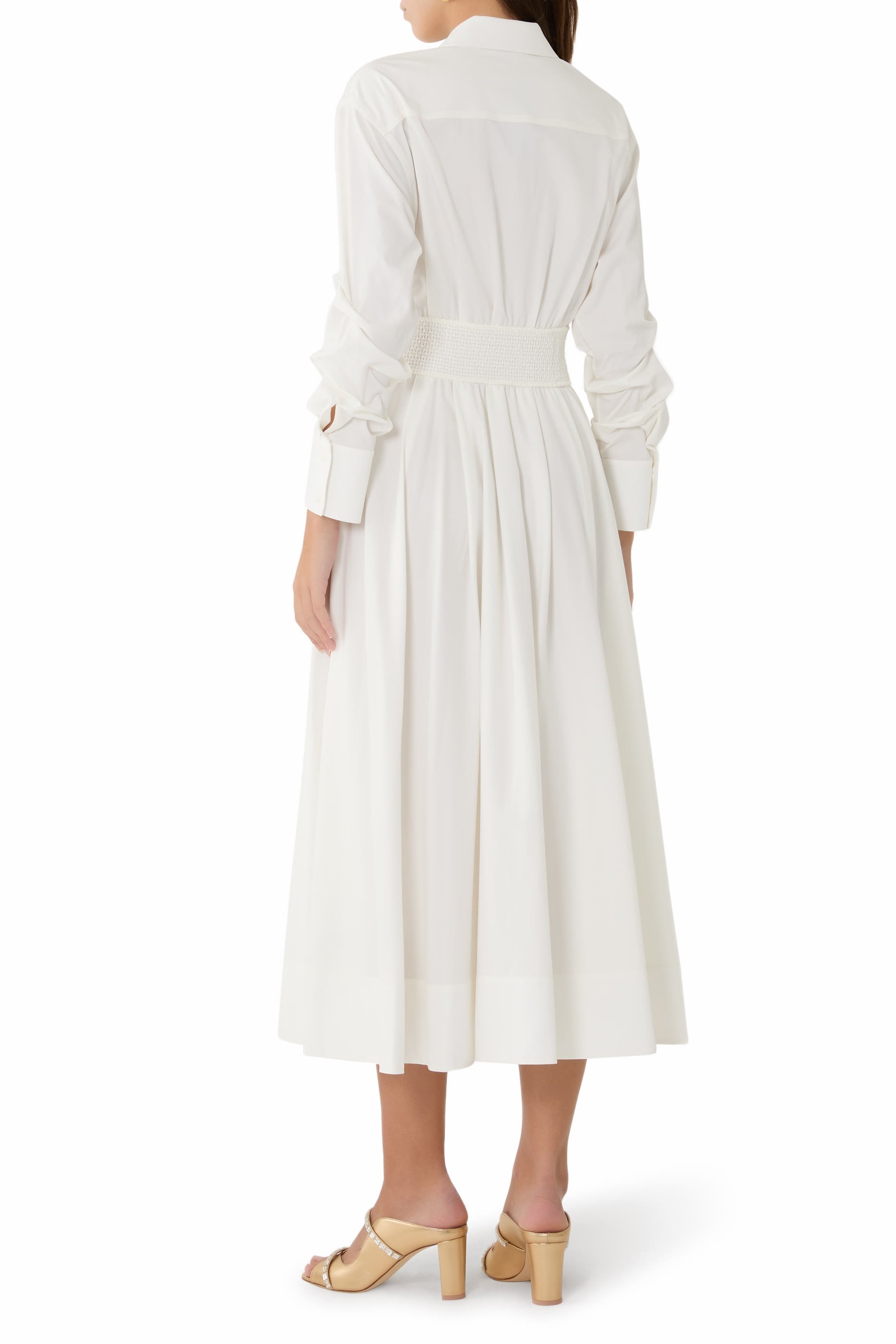 فستان إيدي متوسط الطول بنمط مشد بأزرار