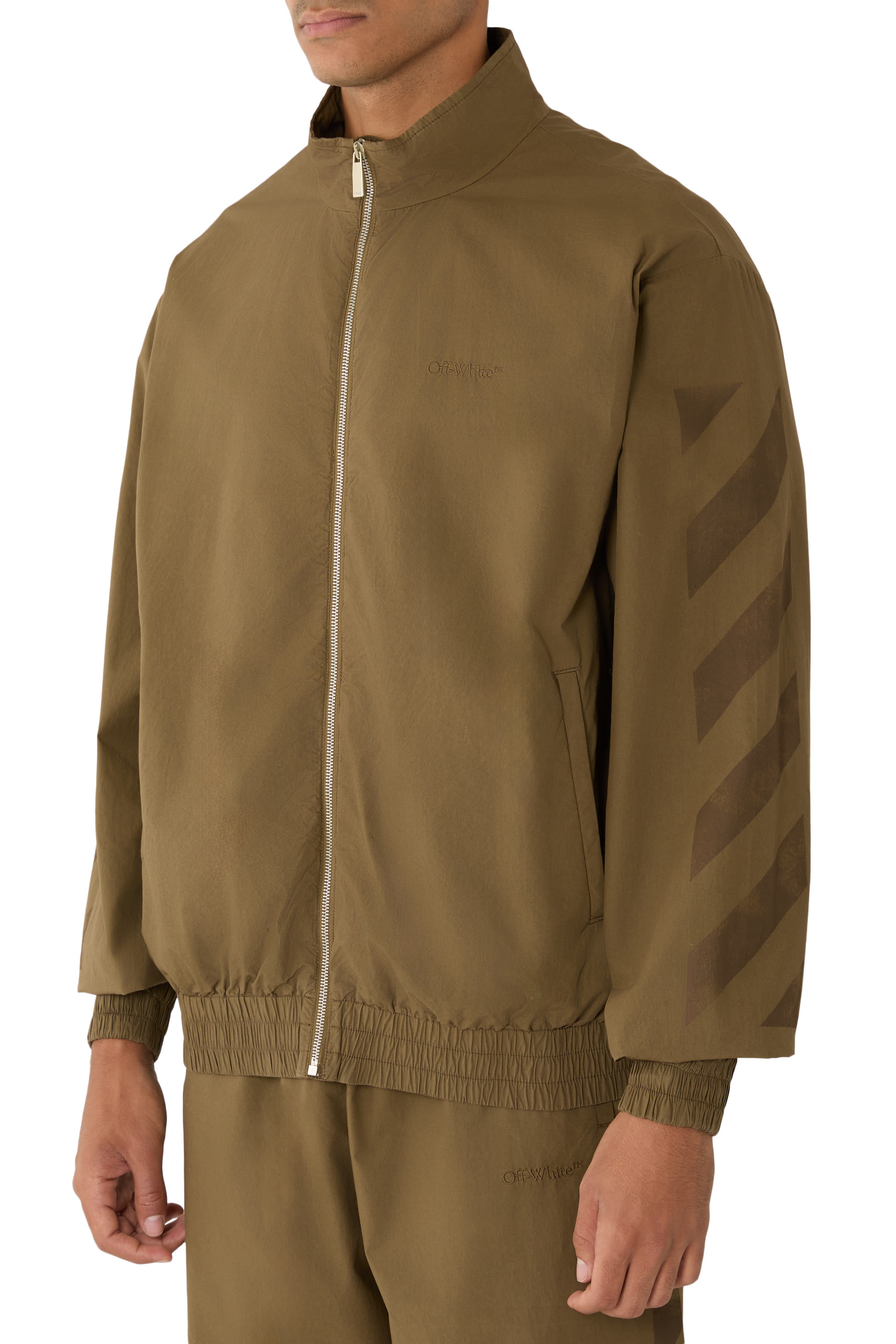 جاكيت رياضي بنقشة خطوط مائلة 