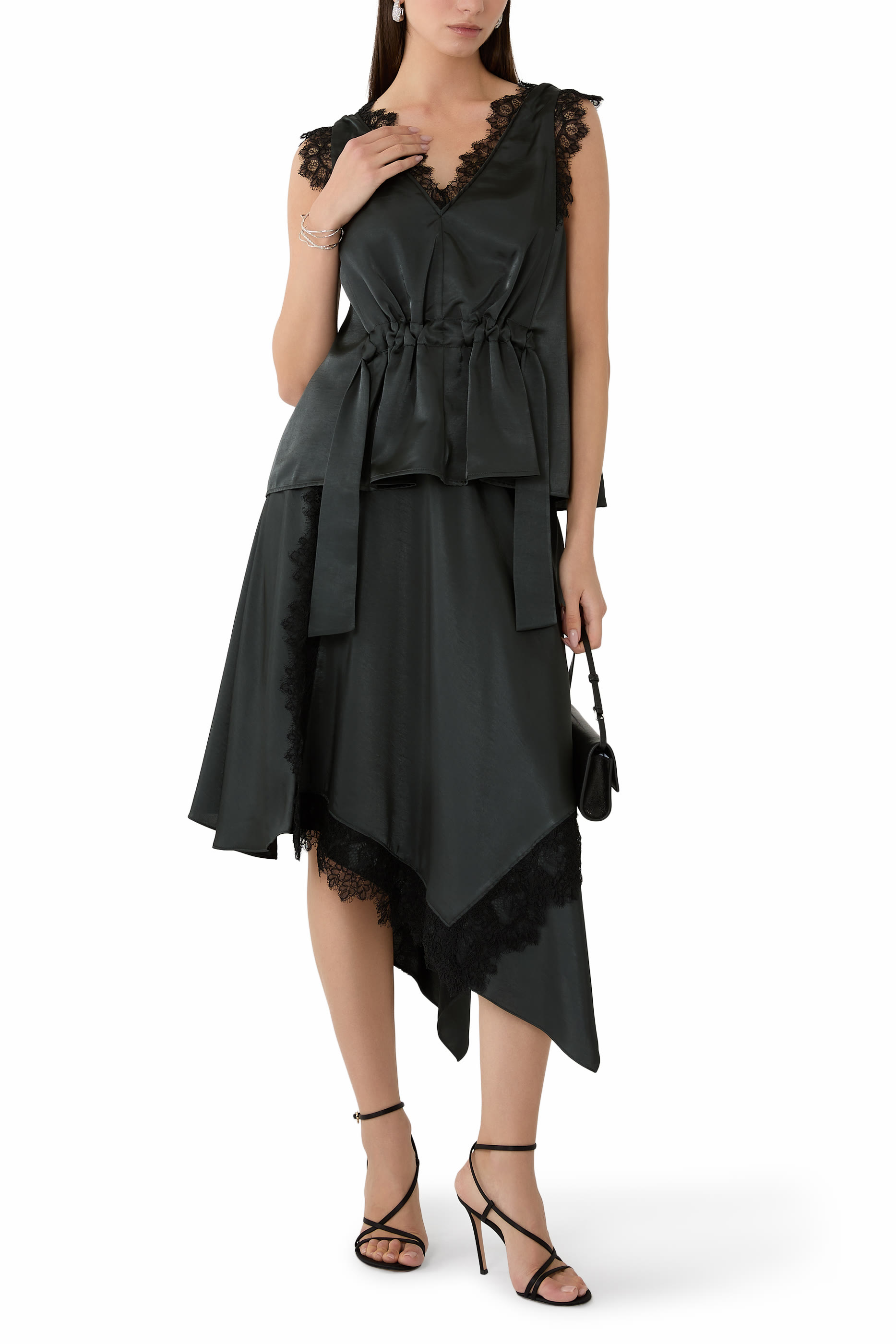 Lace Trim Midi Skirt