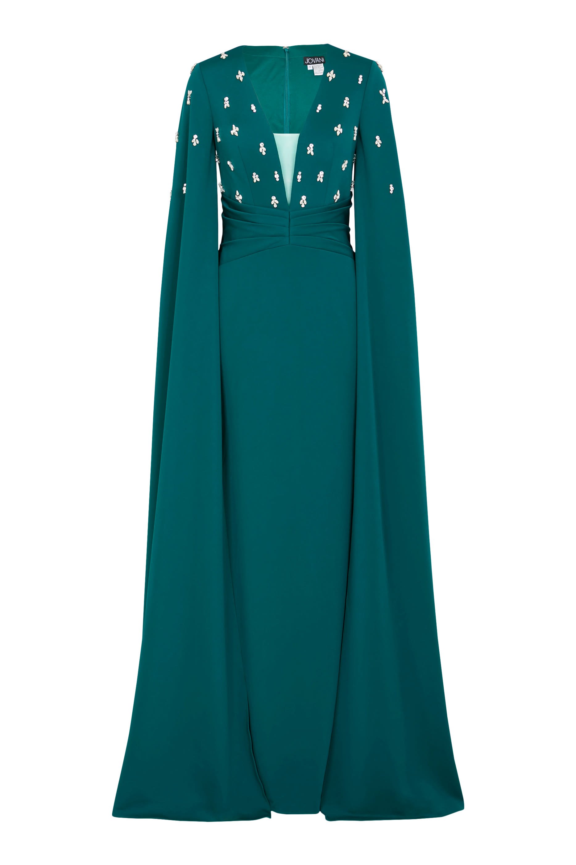 فستان سهرة بكاب وتطريزات بالترتر