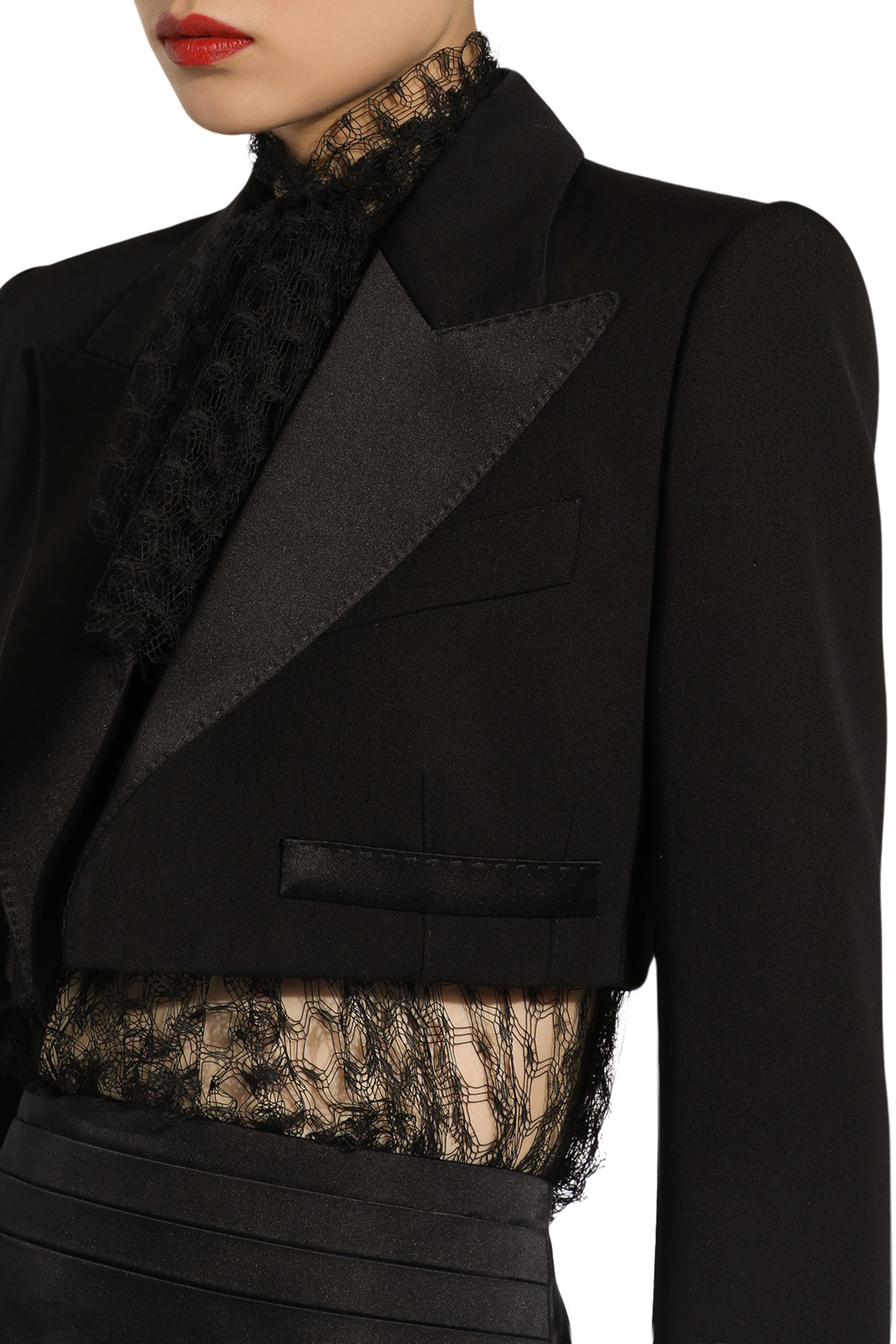 جاكيت سهرة سبنسر غبردين بصف أزرار صوف