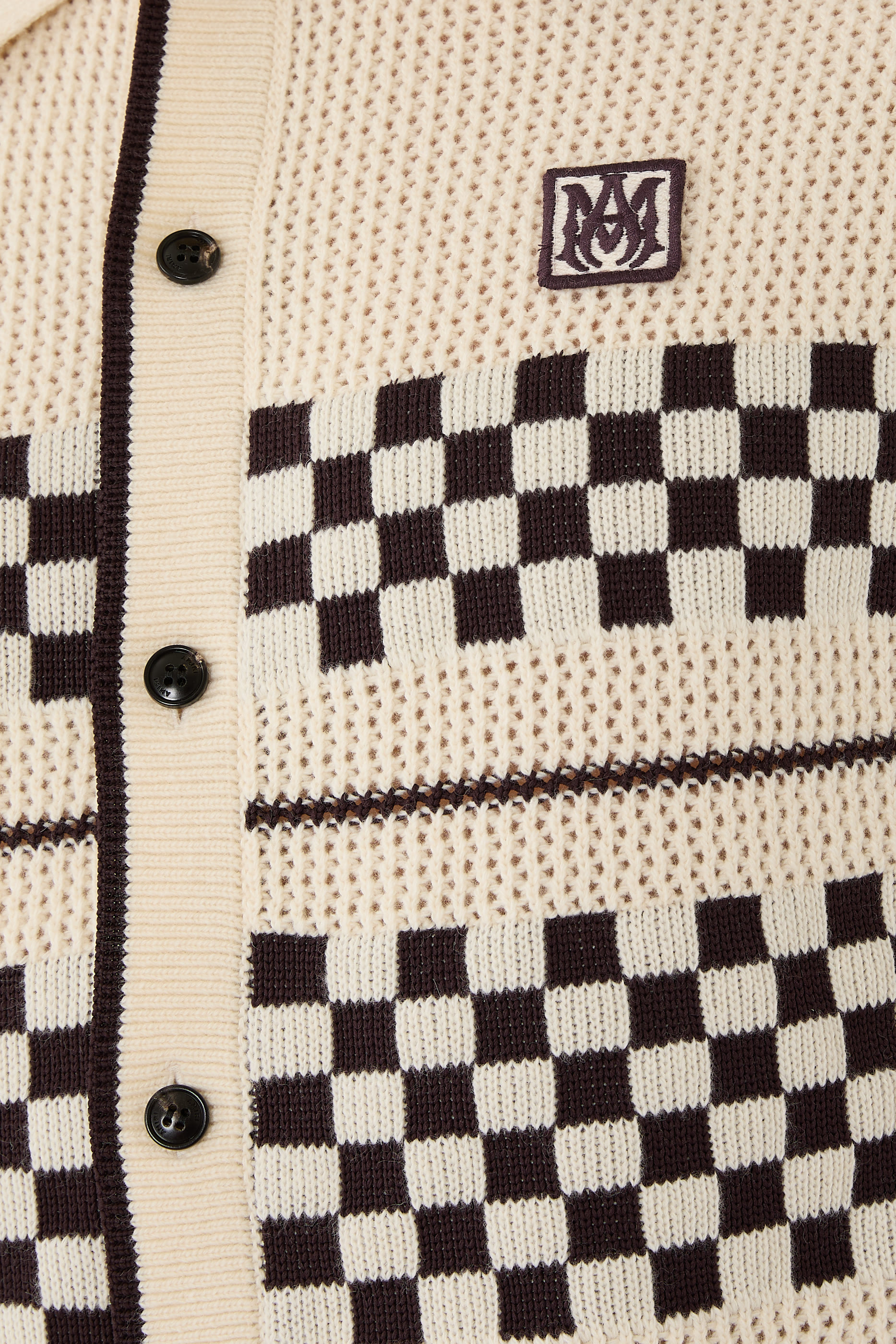 قميص بنقشة مربعات قماش شبكي وصوف