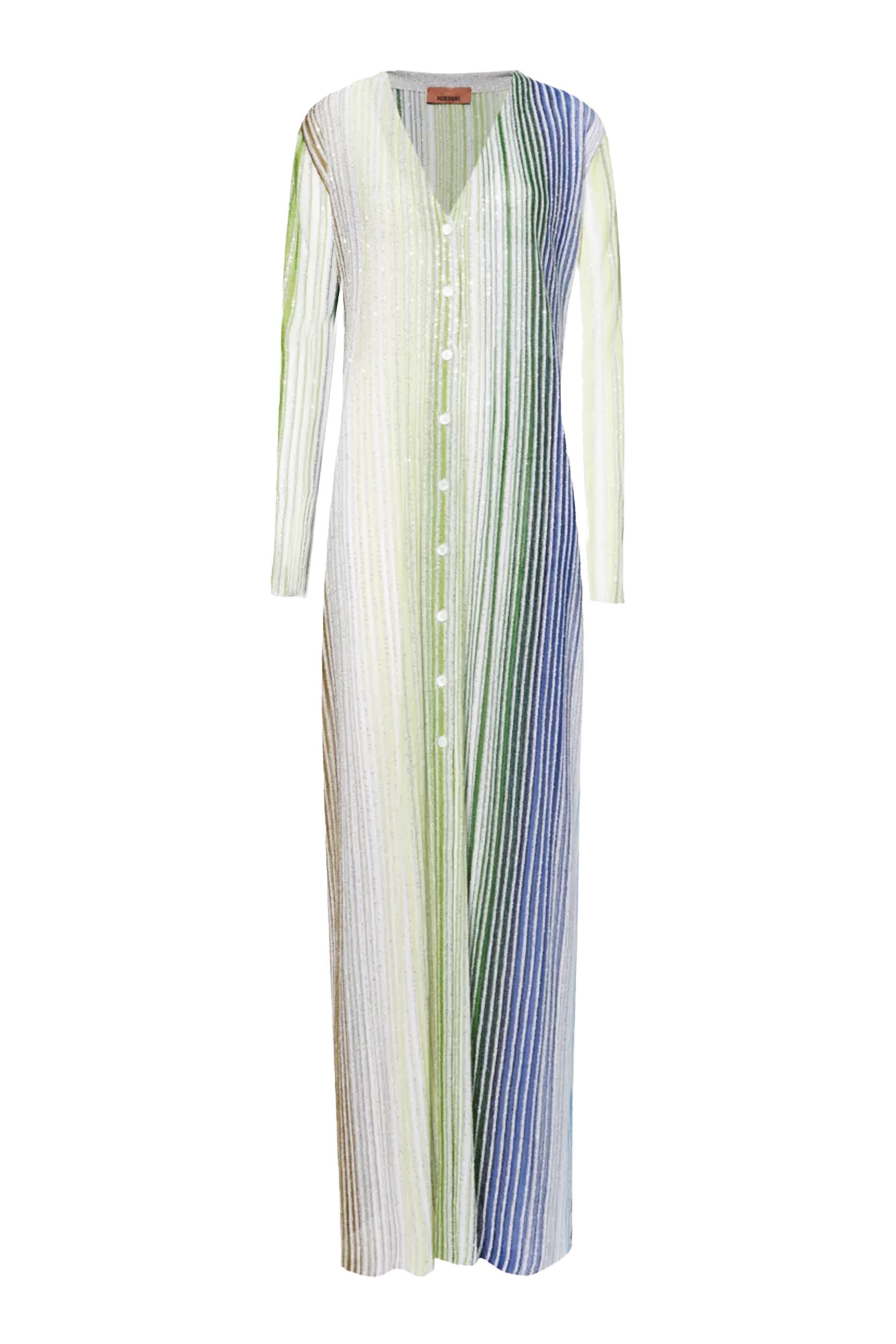 كارديغان طويل بأزرار نسيج مطرز جزئيا بالترتر