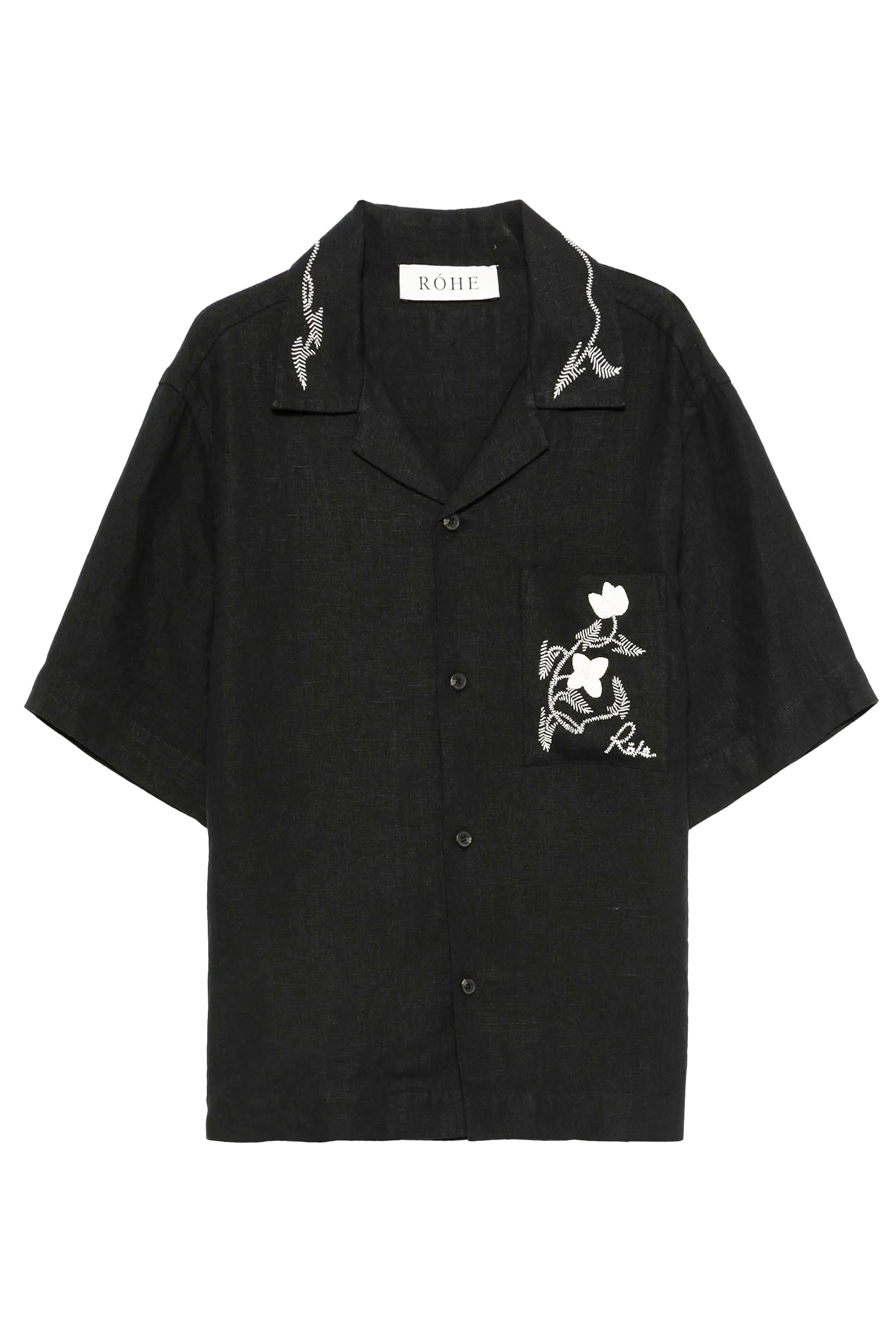 قميص بأكمام قصيرة مطرز يدويا