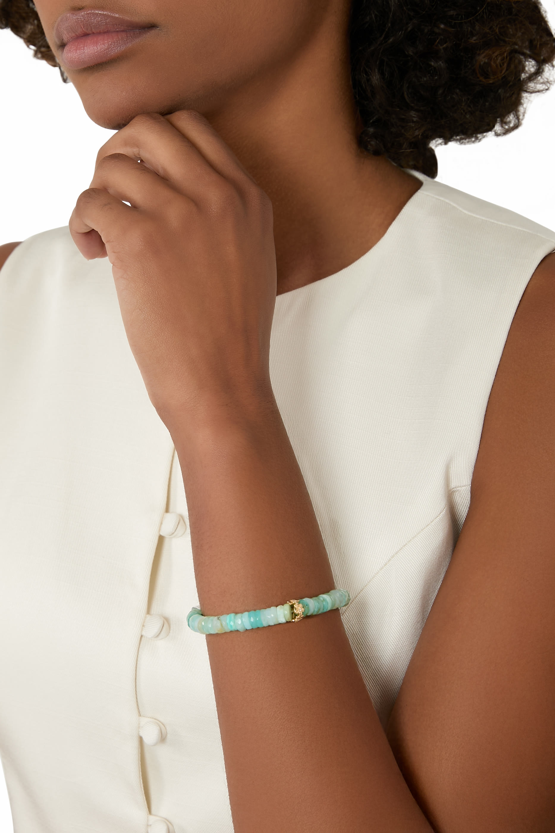 سوار ديزي رونديل مرصع بماس وأوبال بيروفي، ذهب أصفر عيار 18