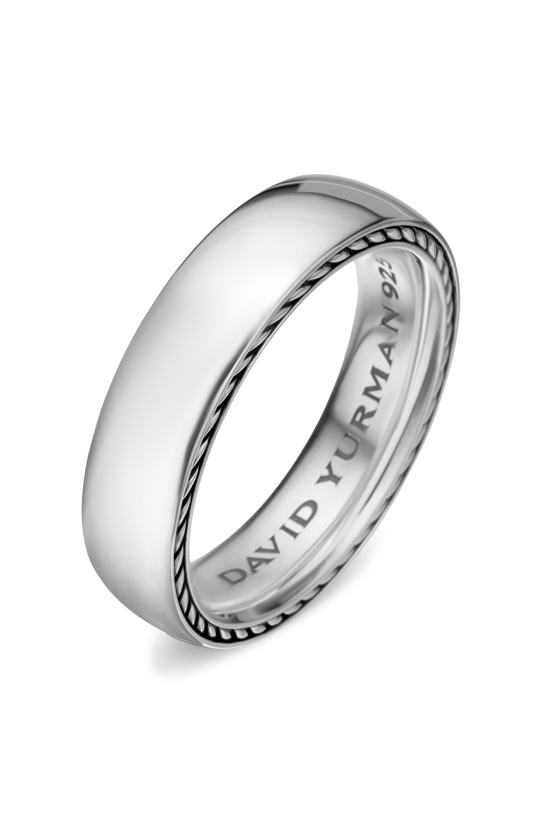 خاتم ستريملاين بتصميم شريط، فضة إسترلينية