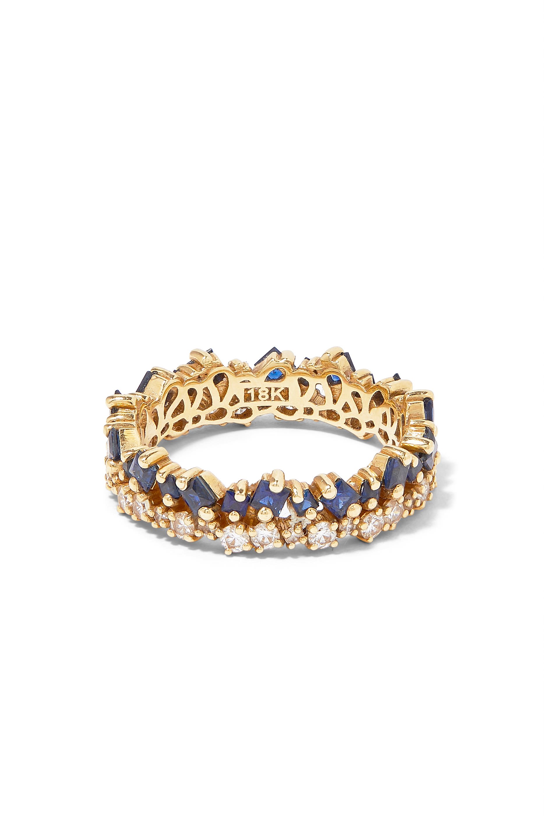 Sapphire Double Eternity Band, 18k Gold with Sapphire & Diamond