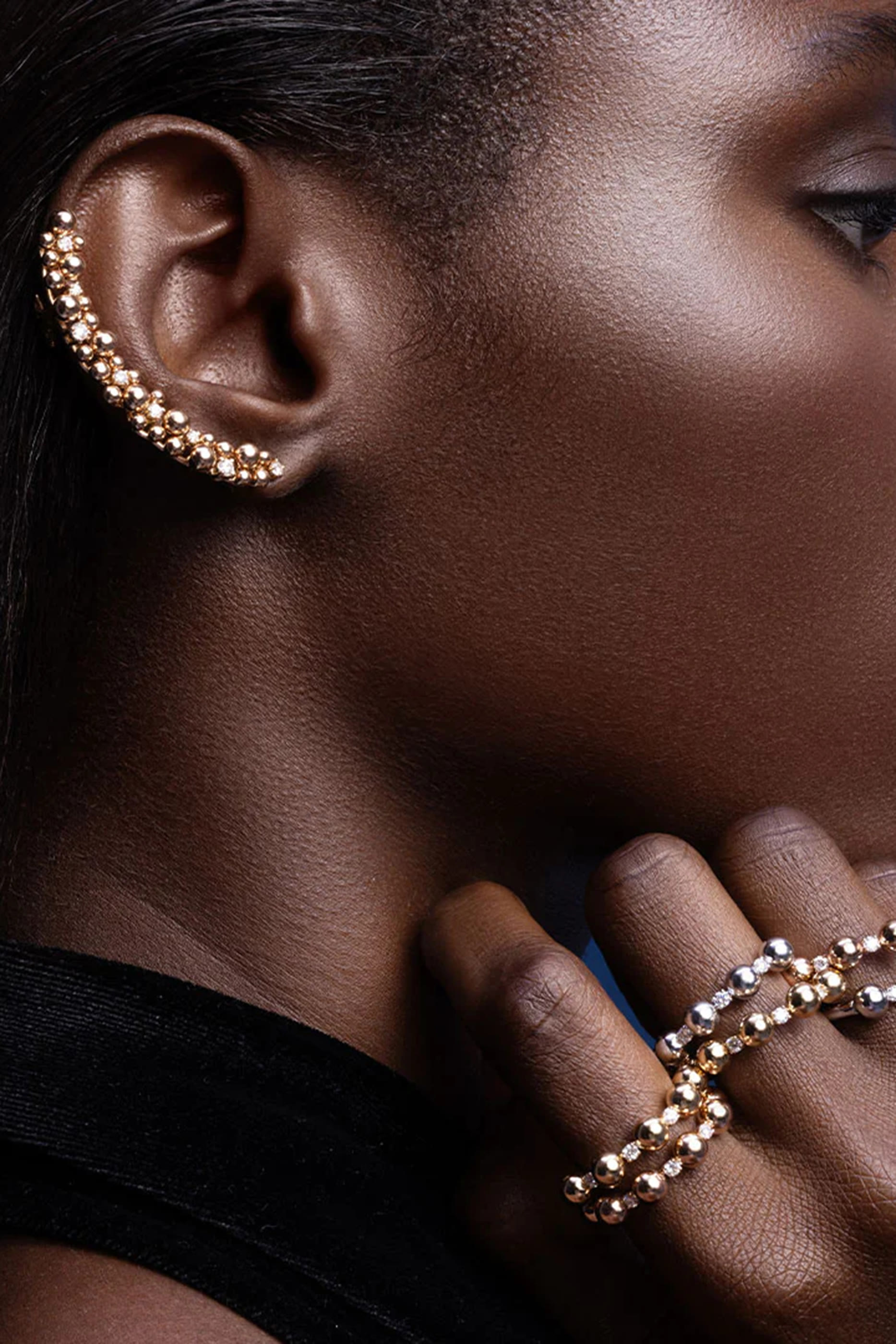 خاتم جيفو صغير مرصع بالماس ذهب وردي عيار 18