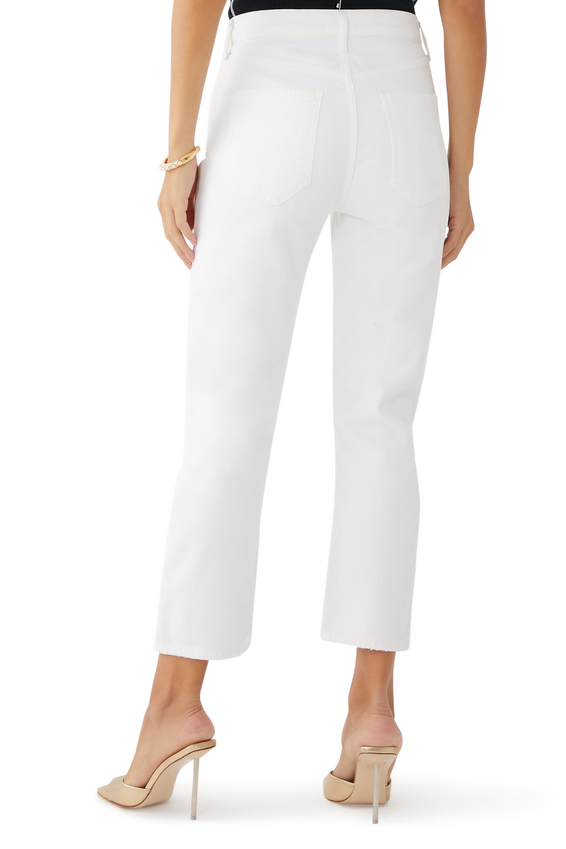 بنطال جينز رايلي بخصر مرتفع وقصة ساق مستقيمة قصيرة