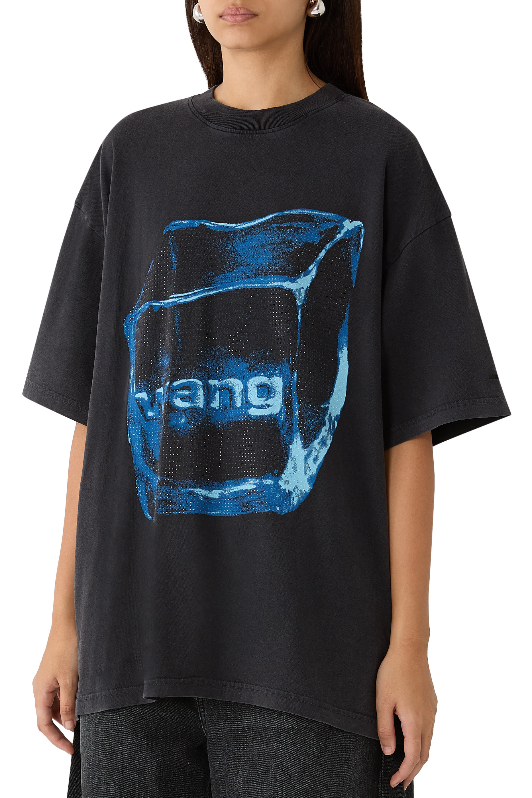 تيشيرت بنقشة غرافيكية بكريستال