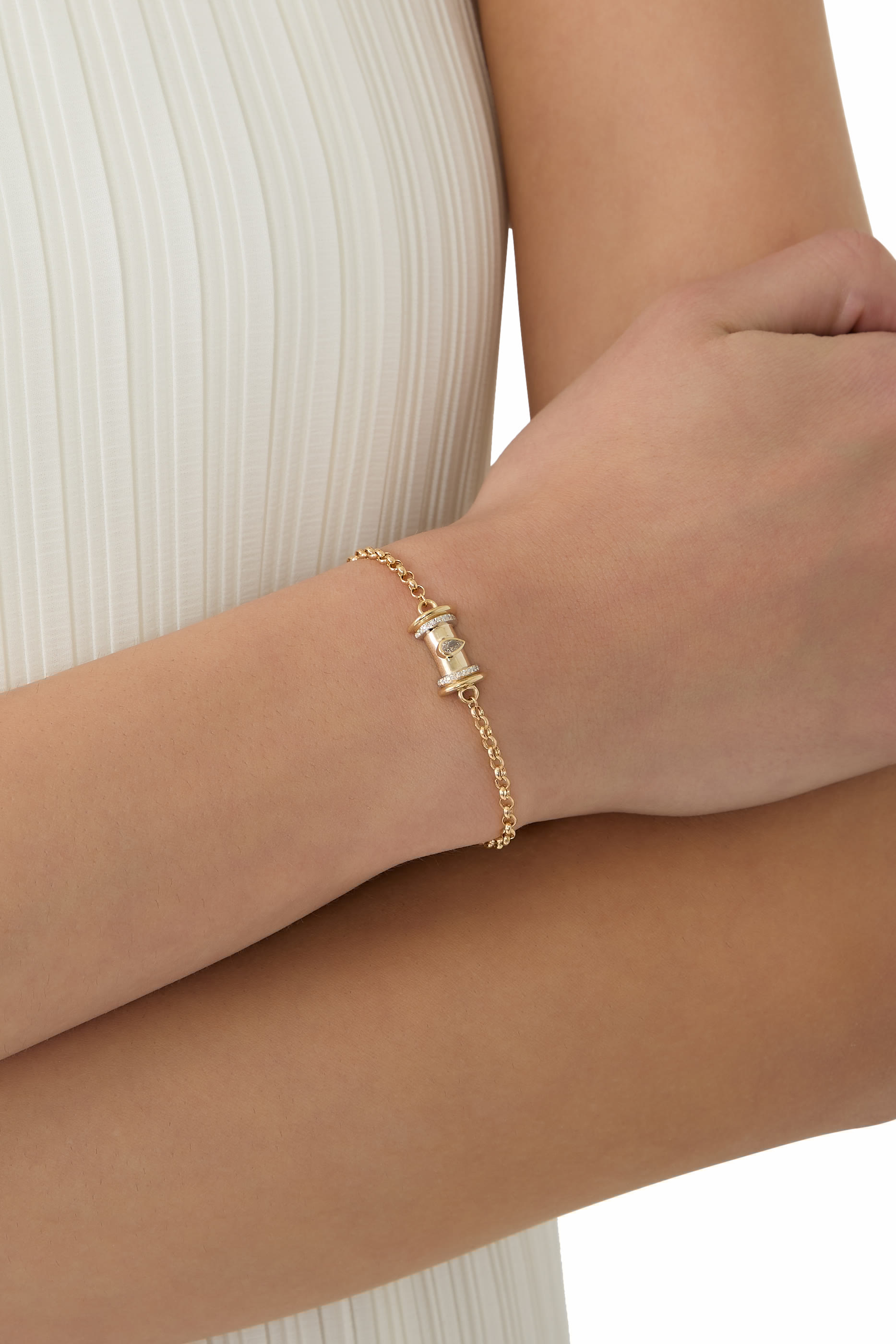 Warrior Princess Diamond Drop Bracelet, 18K Yellow Gold & Diamonds