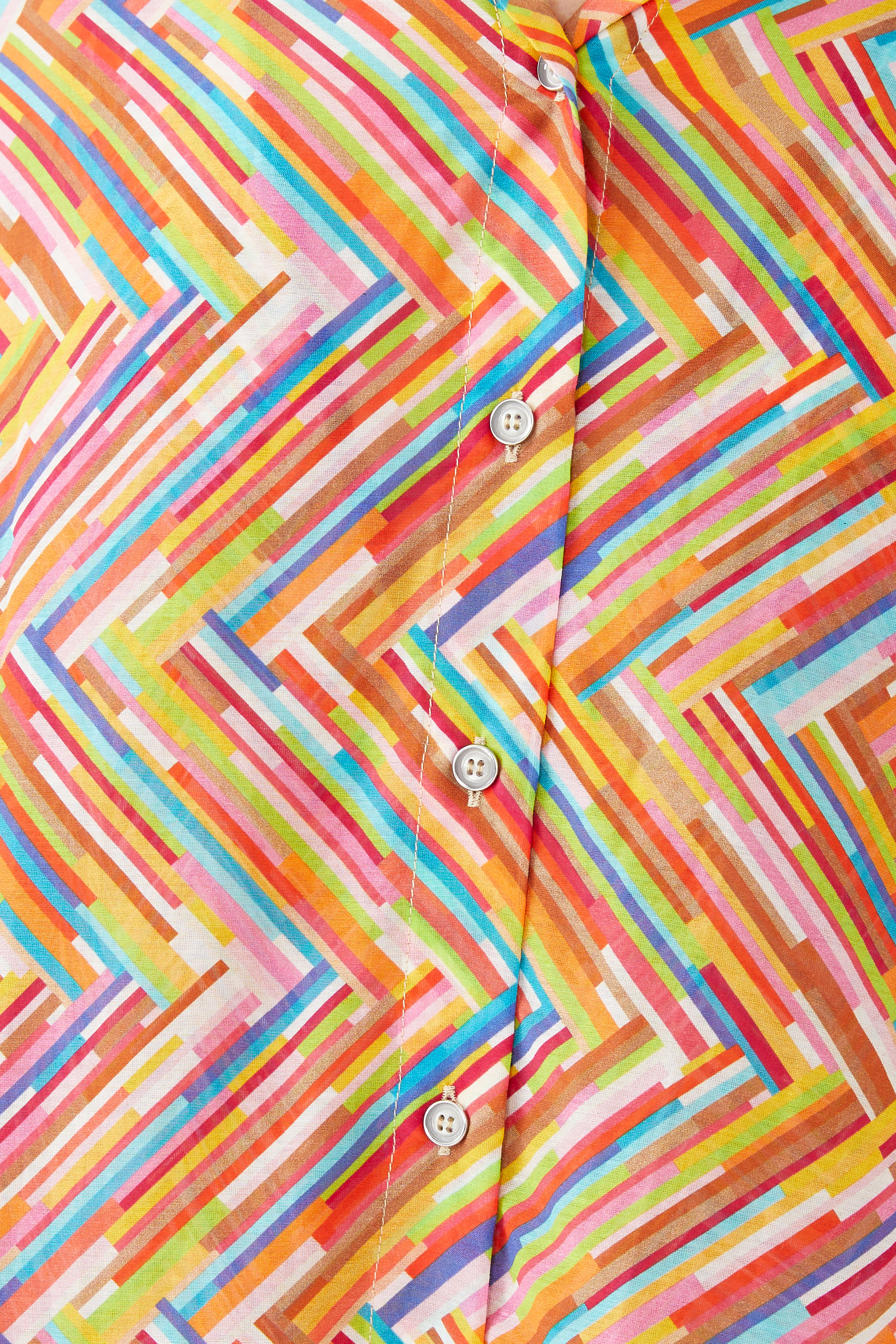 قميص ماري بأكمام طويلة بنقشة متعرجة قطن