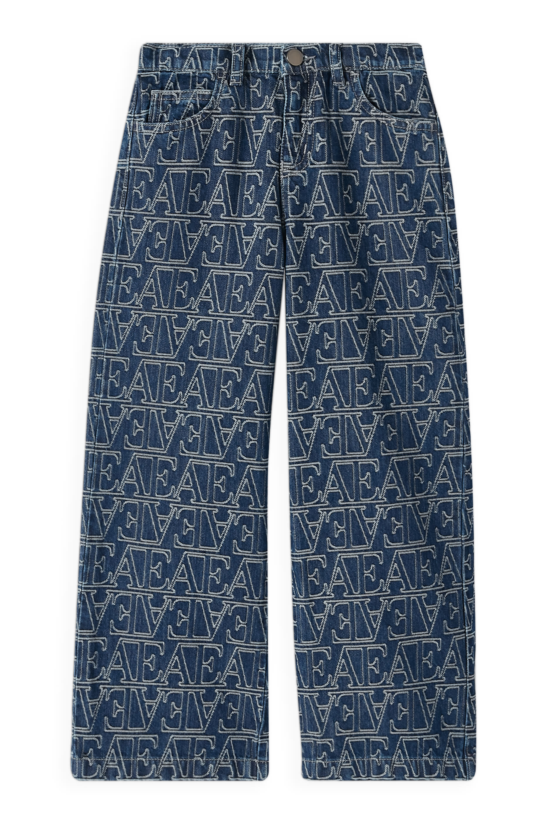 بنطال دنيم بقصة ساق واسعة بشعار الماركة للأطفال