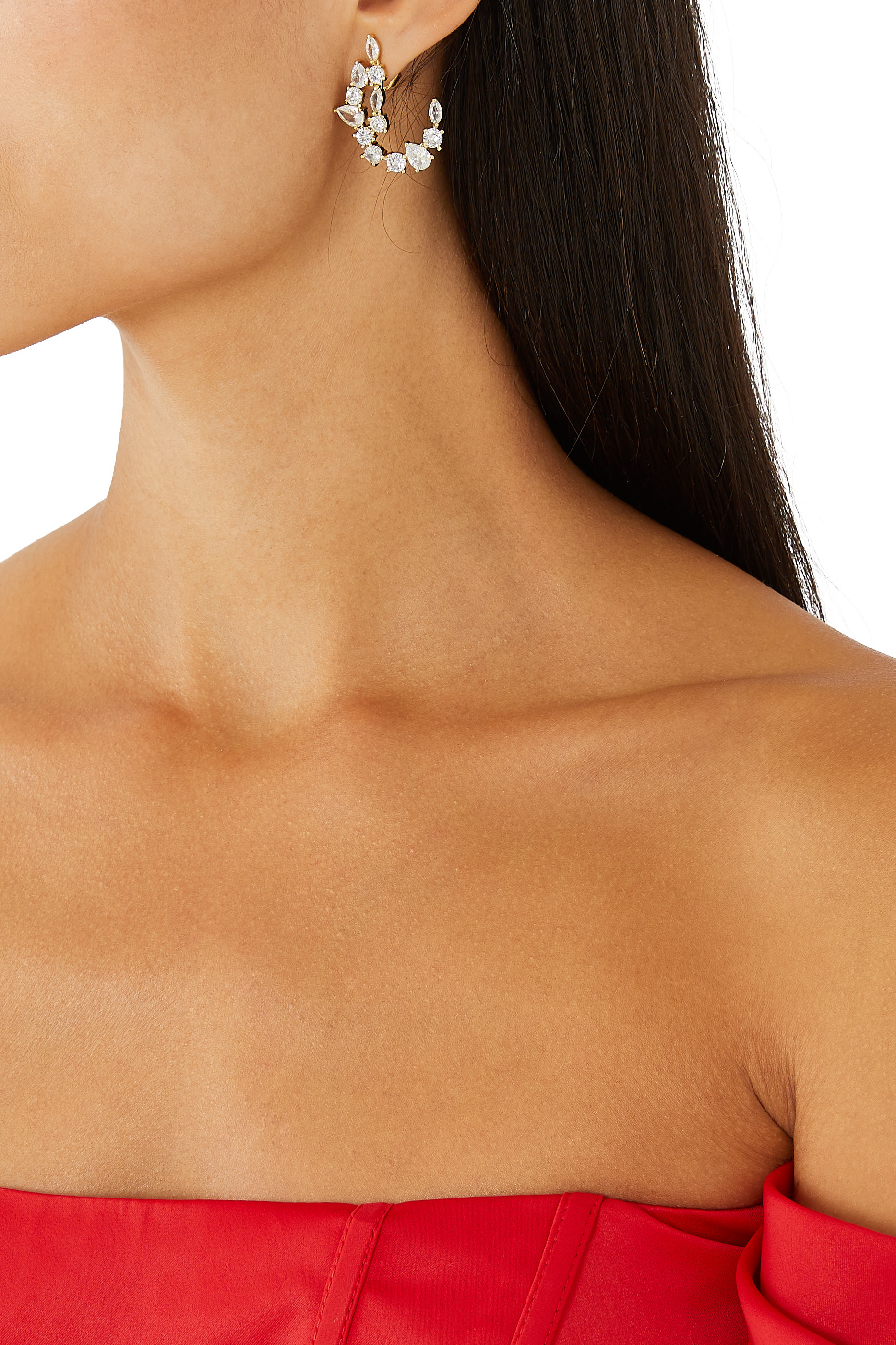 أقراط سكاتر مقوسة مرصعة بأحجار زركونيا مكعبة متعددة الأشكال نحاس مطلي بالذهب