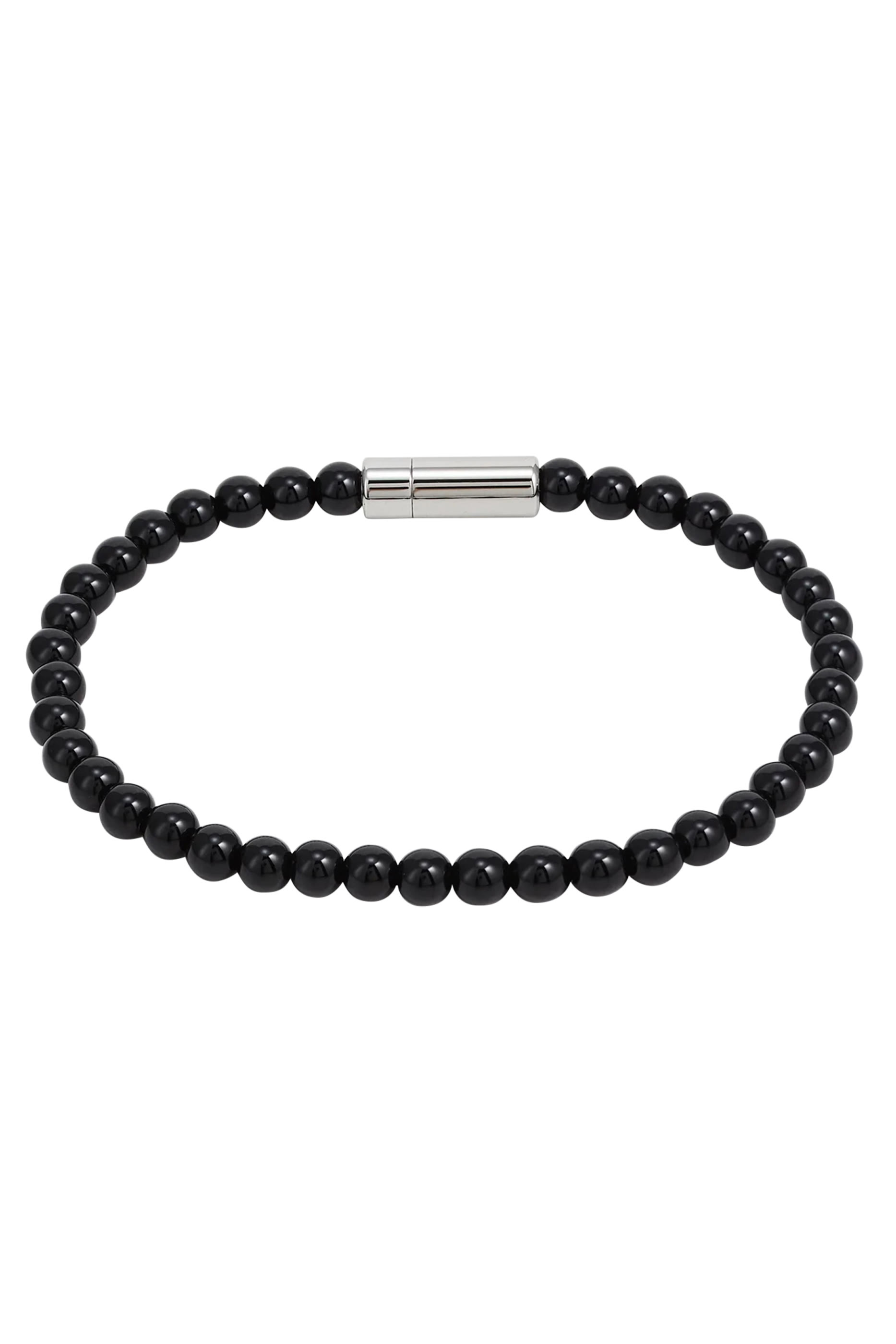 سوار مرصع بخرز هيماتيت مع إغلاق بشعار الماركة