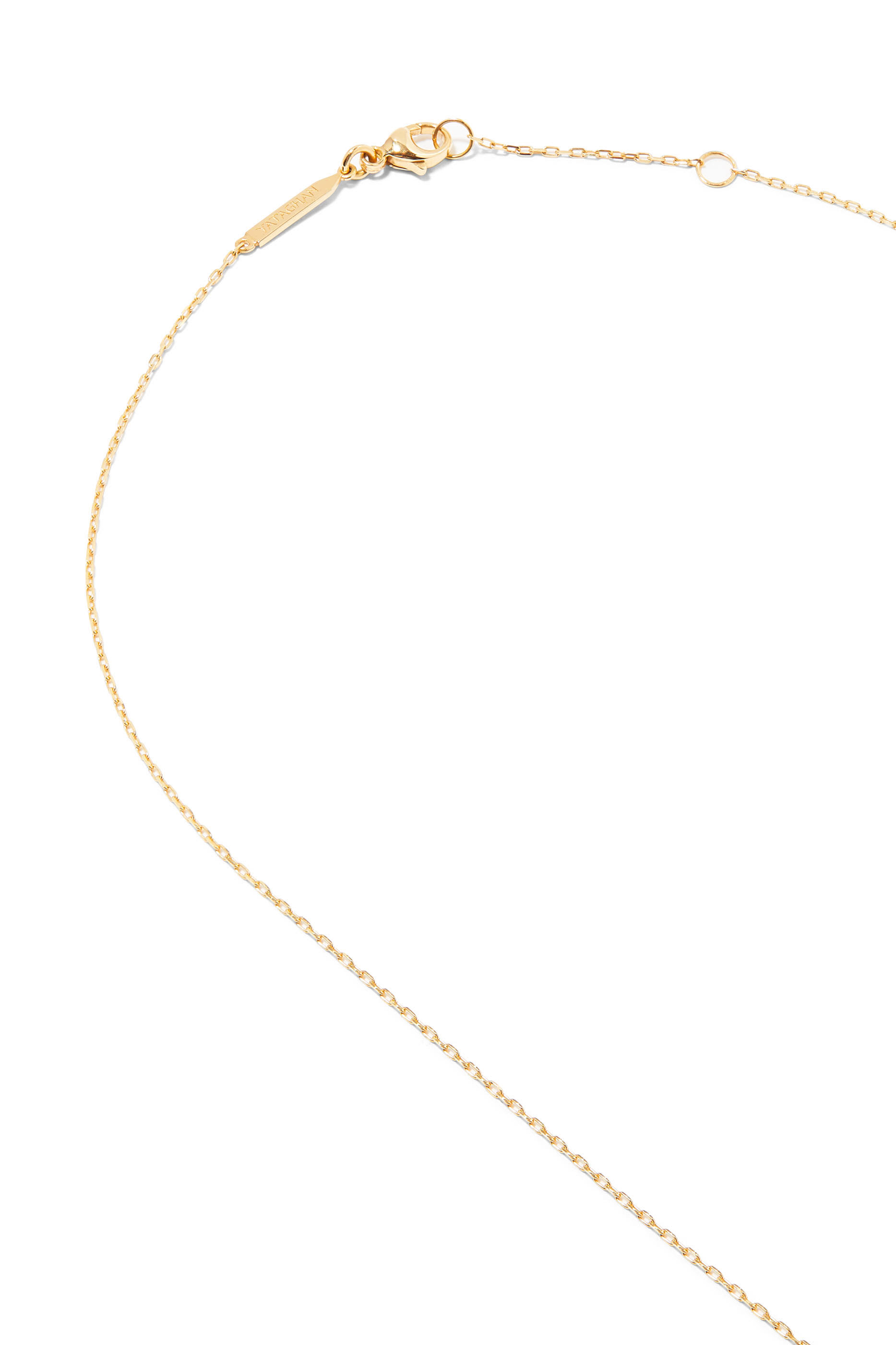 قلادة شقرا بدلاية صغيرة عمودية مرصعة بالماس وحجر الجمشت ذهب أصفر عيار 18