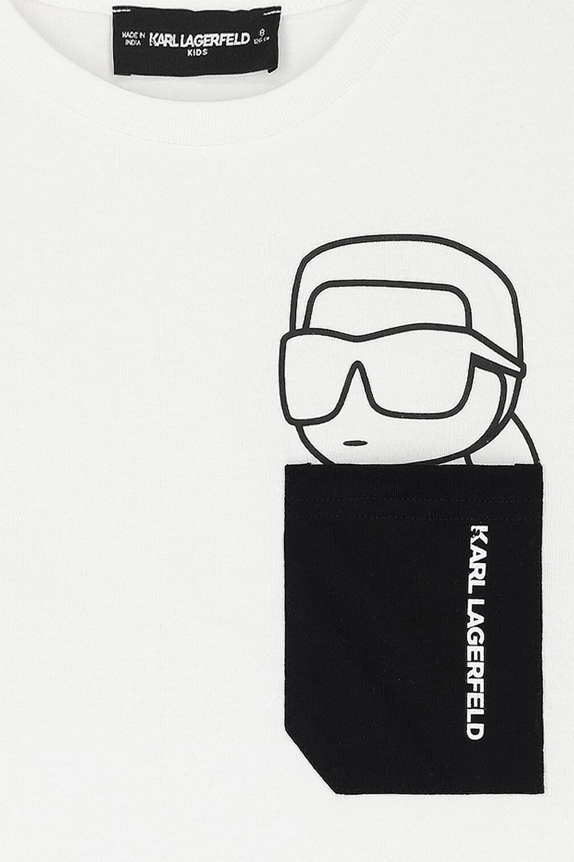 تيشيرت بجيب خارجي أمامي وشعار الماركة للأطفال