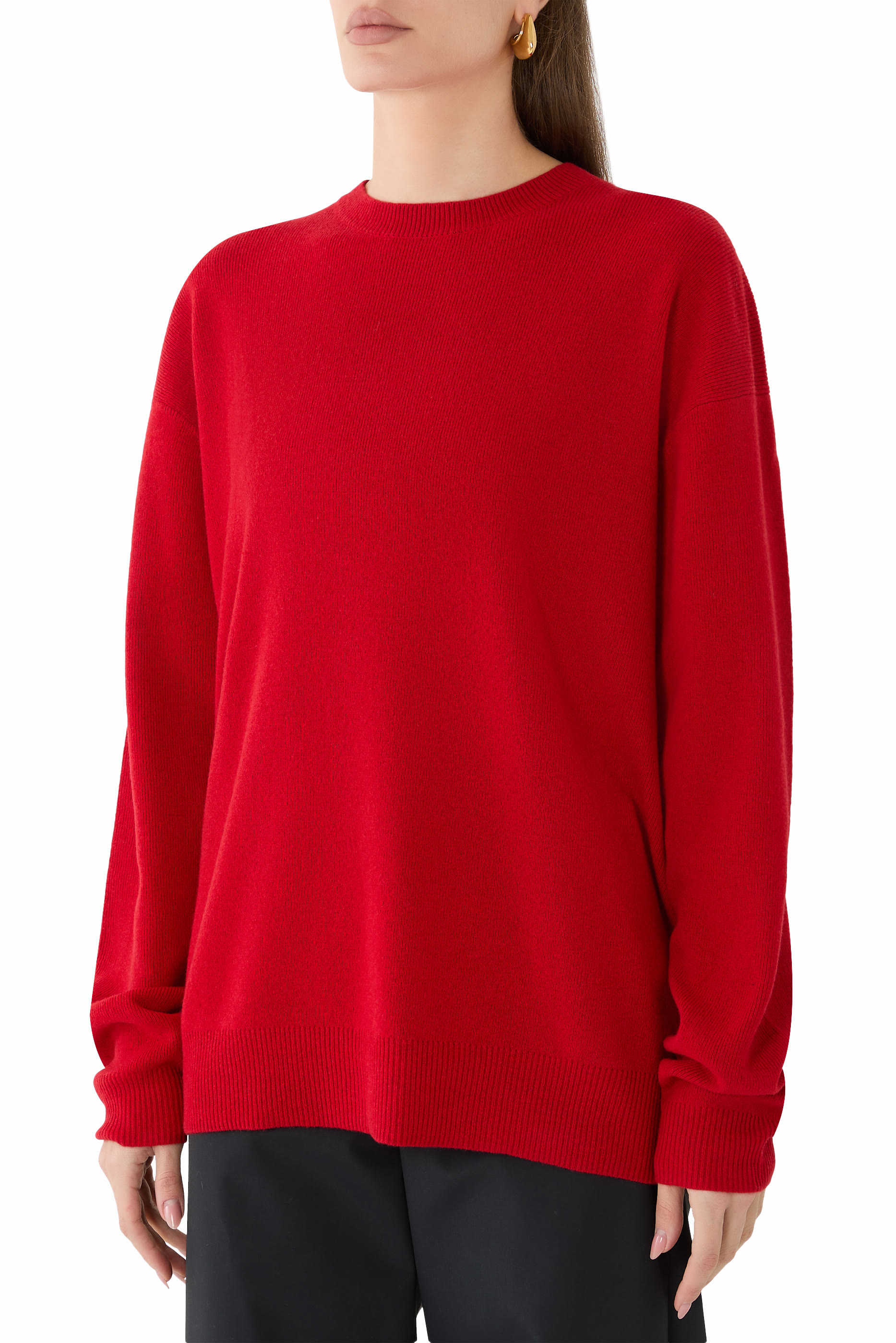 كنزة أنا بفتحات متقاطعة صوف ميرينو