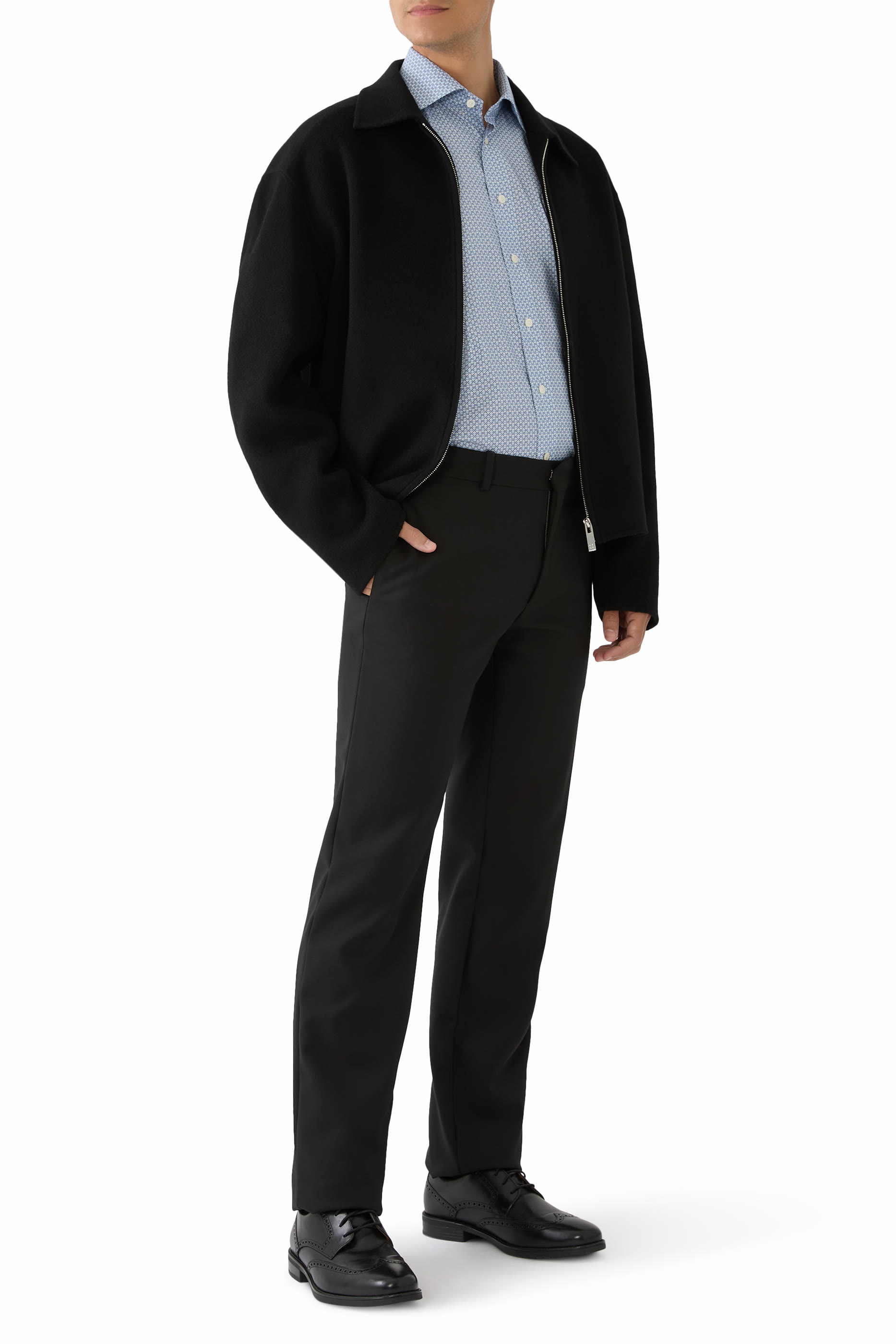 قميص بنقشة هندسية تويل مميز للماركة