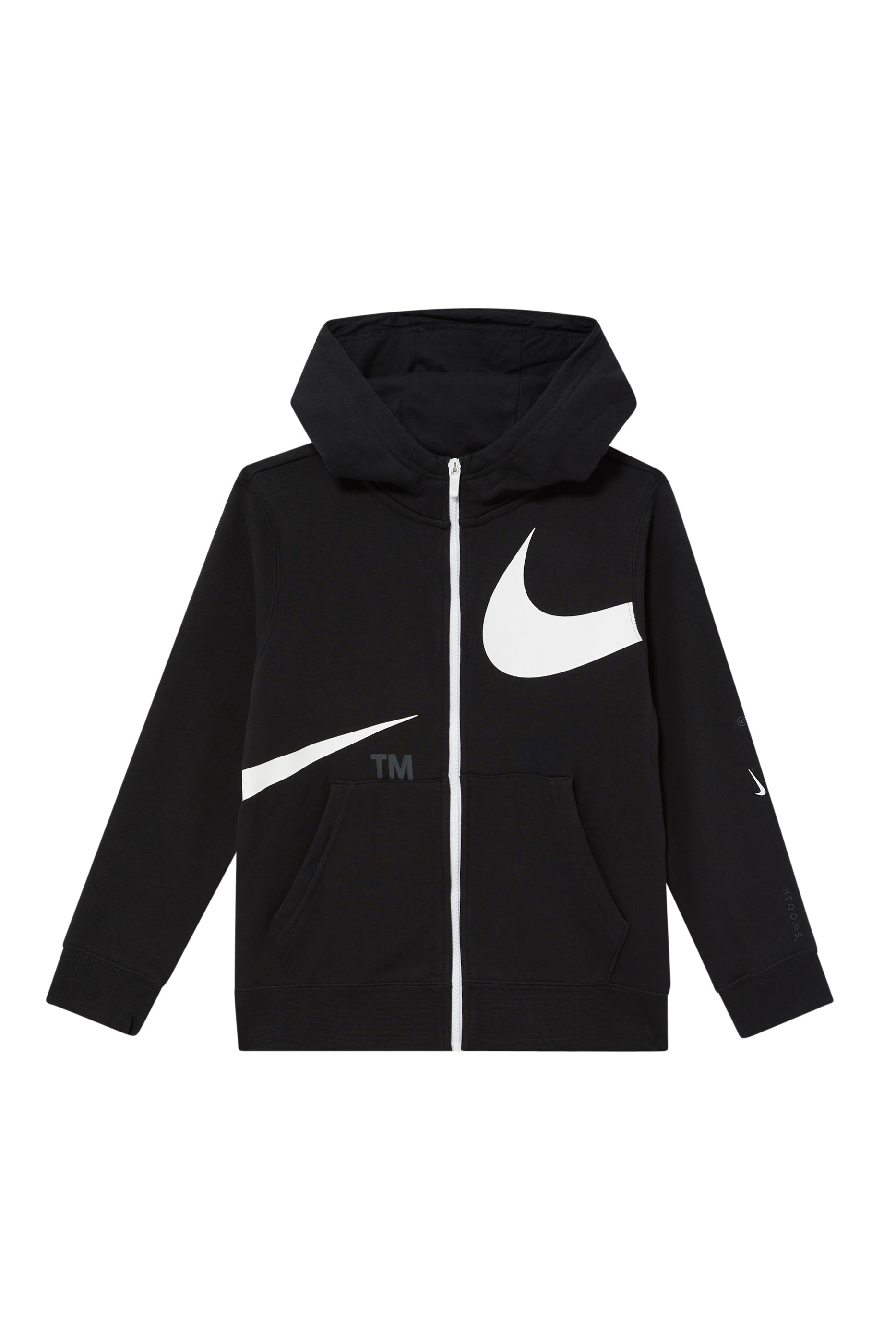 جاكيت صوف بغطاء رأس وشعار الماركة