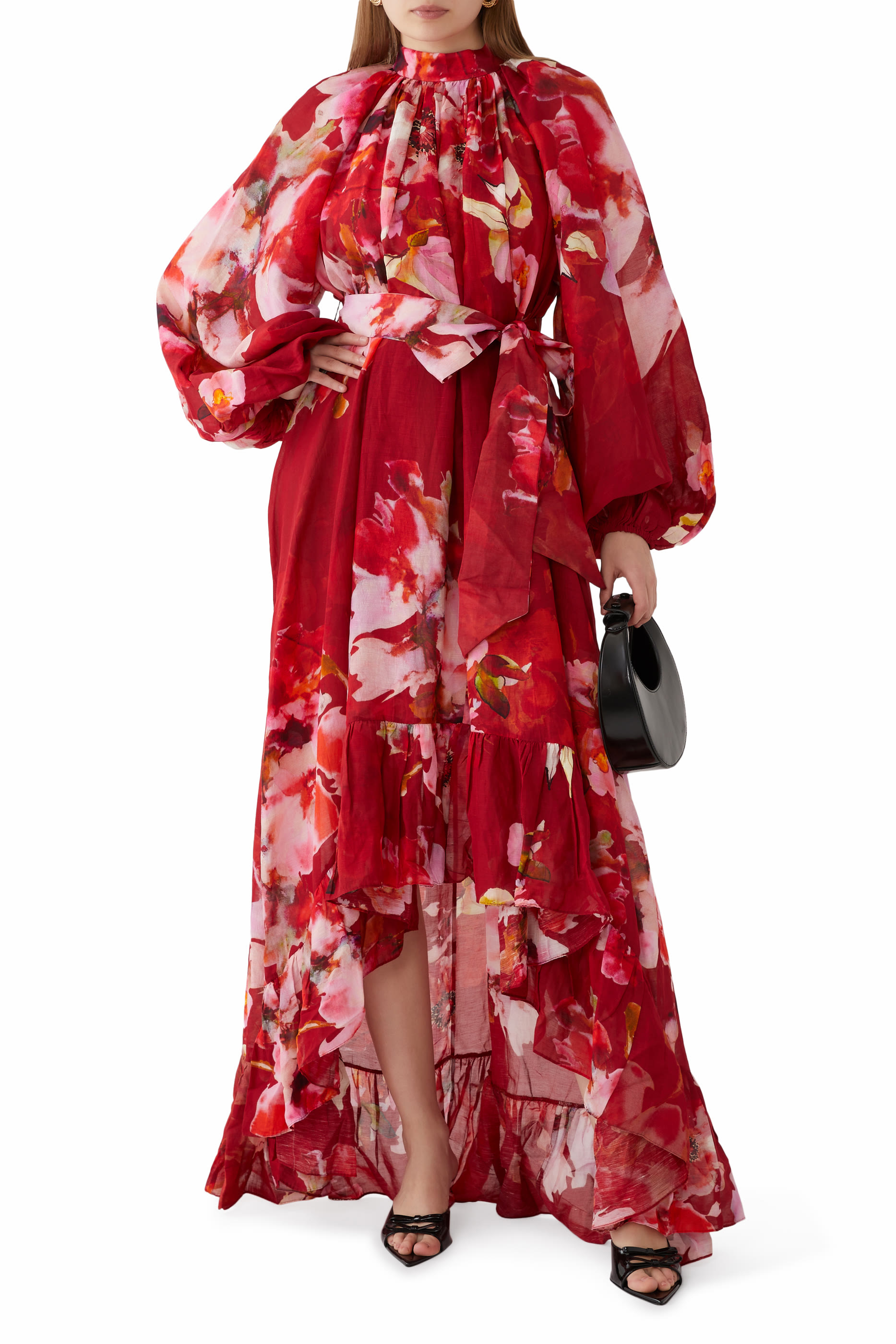 فستان طويل مع حزام