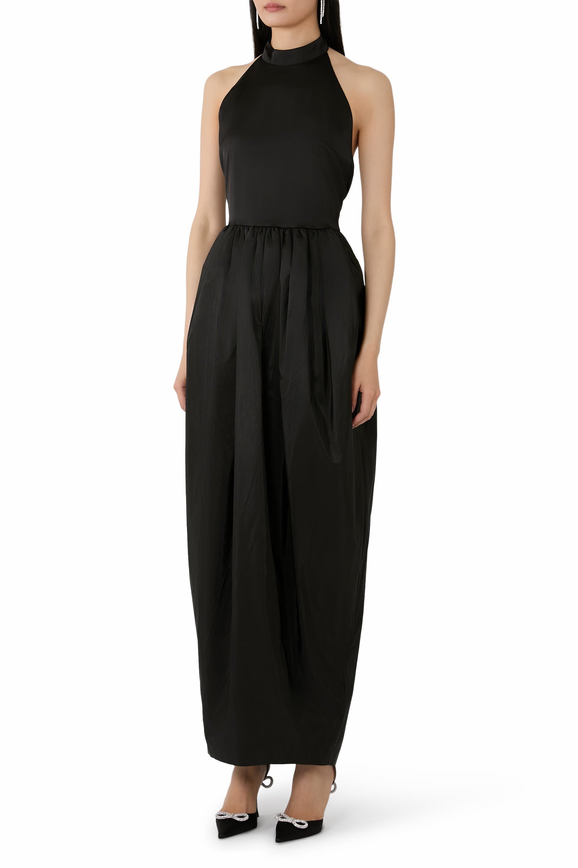 فستان طويل ساتان تافيتا