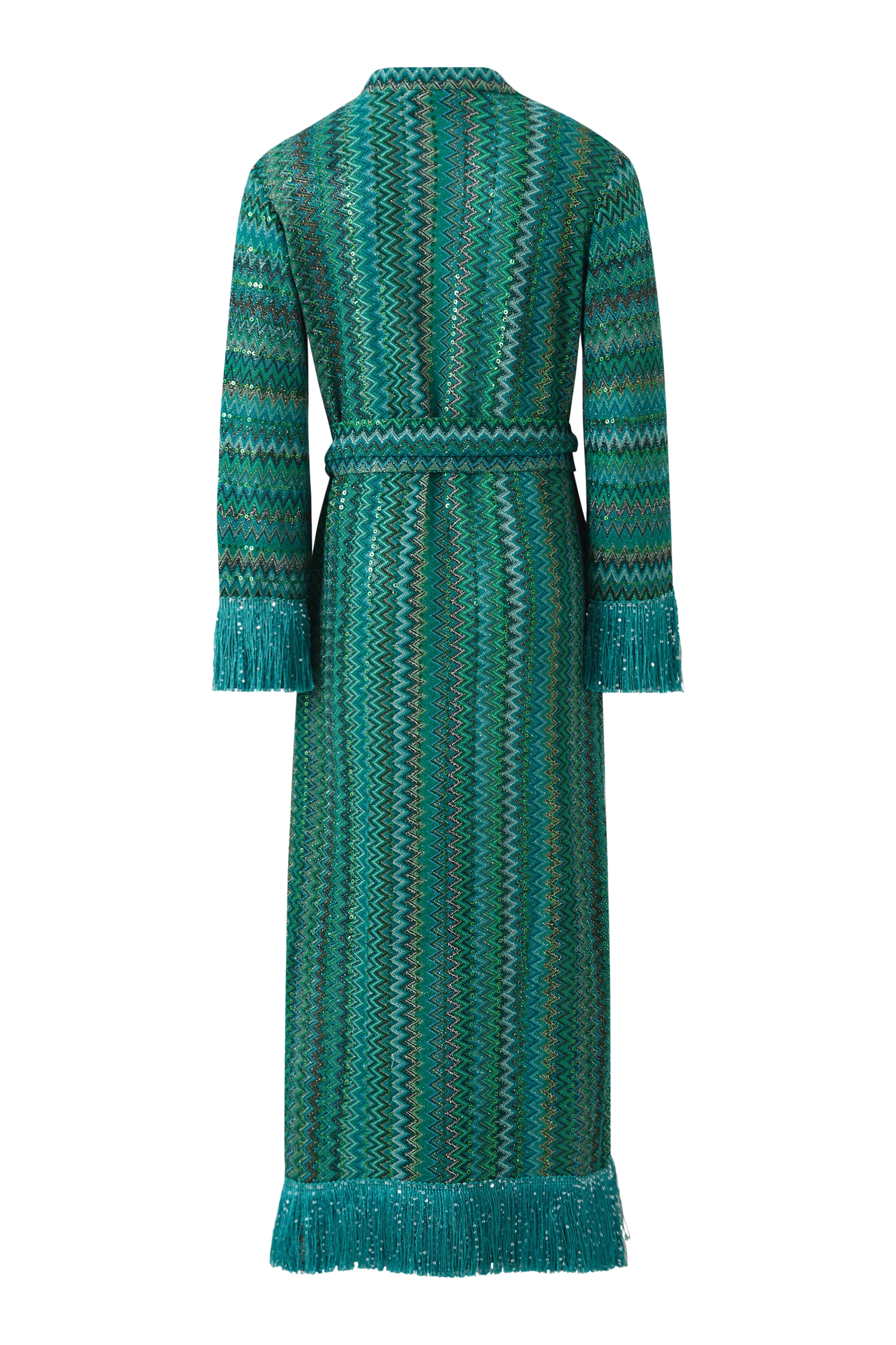 فستان بنقشة خطوط متعرجة وحواف بشرابات للأطفال