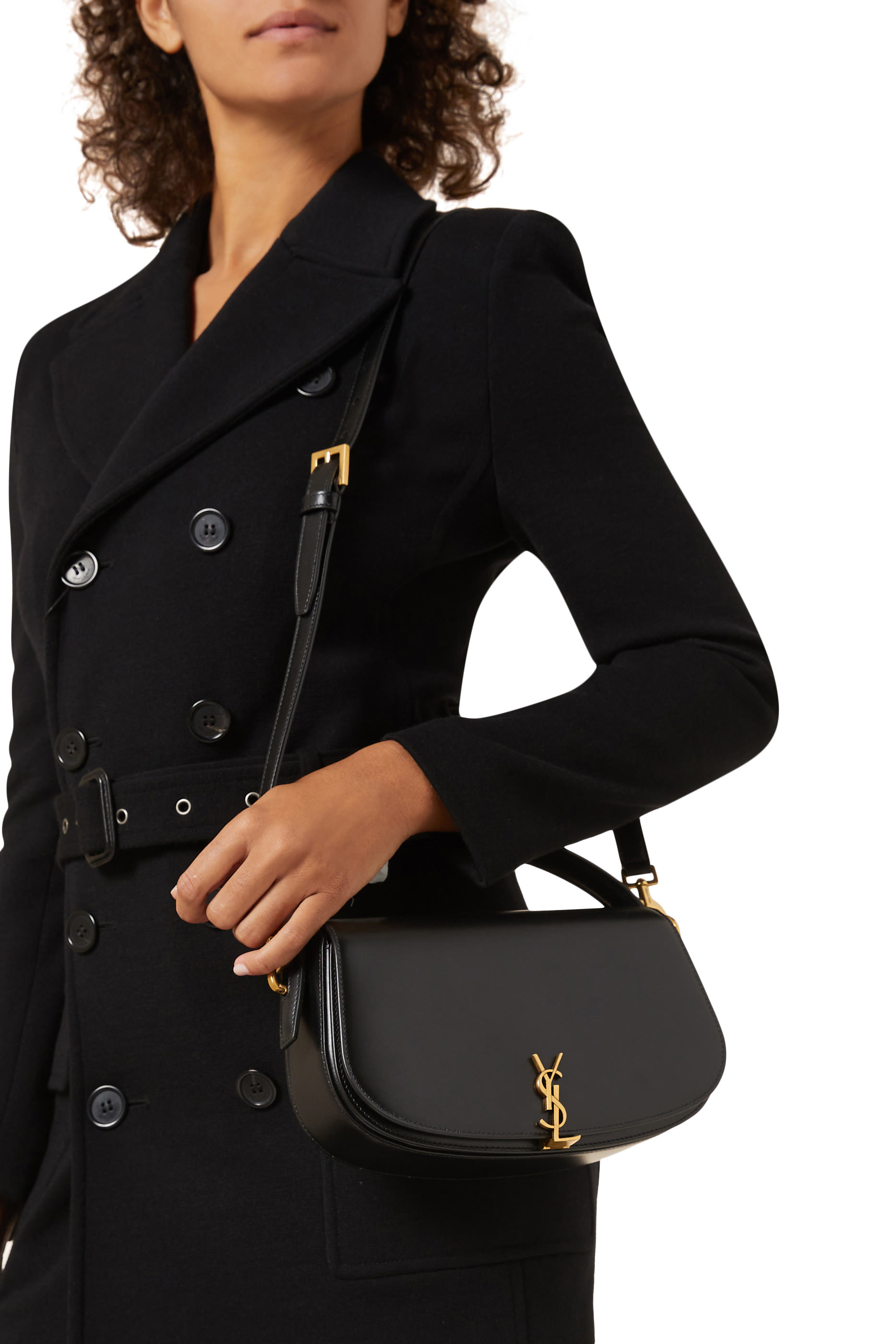 حقيبة كتف فولتير بتصميم مربع جلد