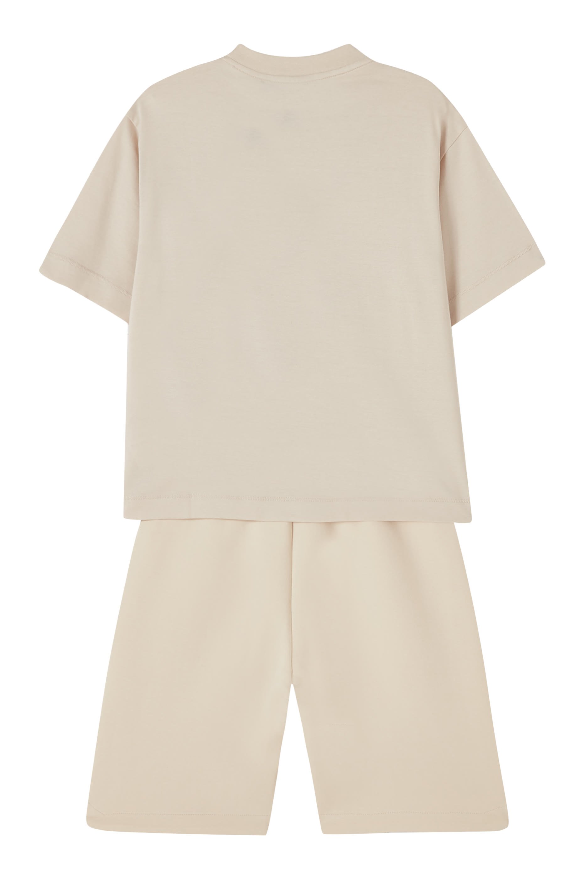 طقم تيشيرت وشورت بنقشة شعار الماركة للأطفال