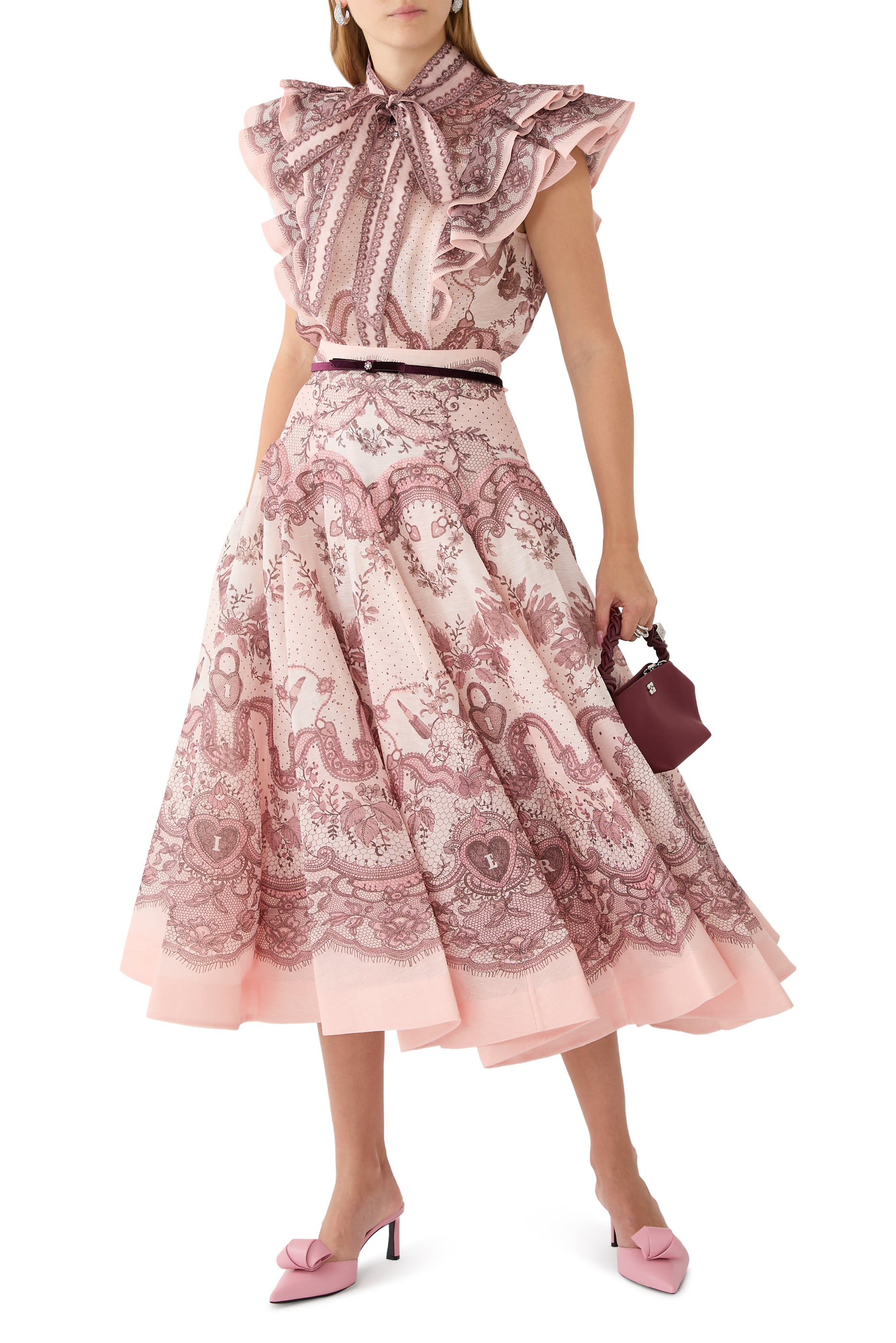 تنورة كراش متوسطة الطول بقصة واسعة