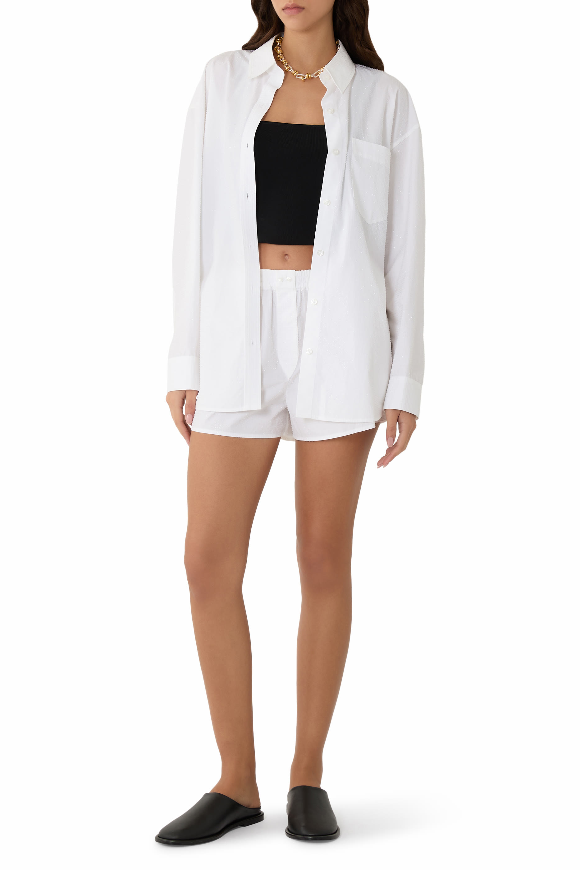 Button Up Shirt with Allover Hotfix