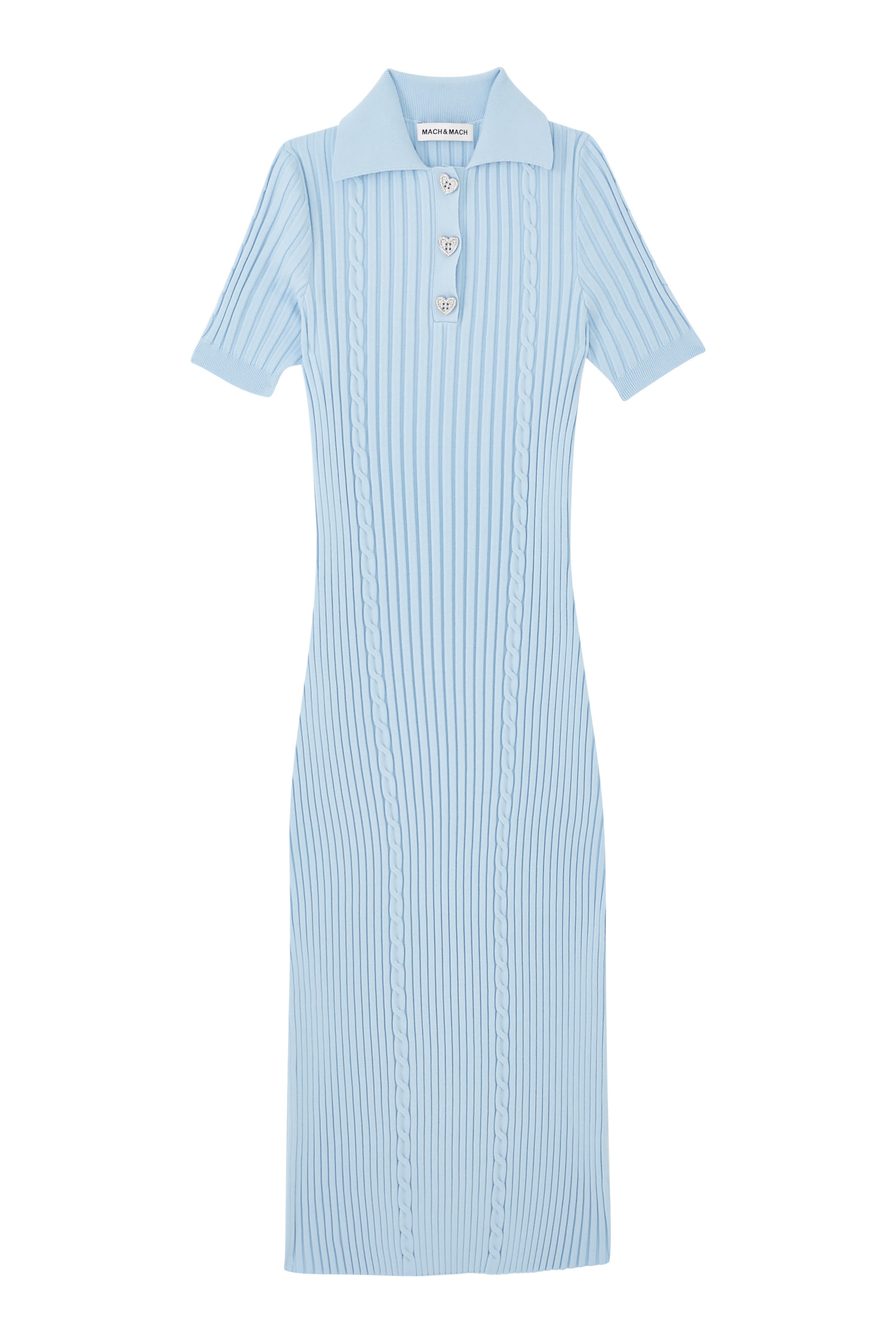 فستان بولو بأزرار مرصعة بكريستال متوسط الطول