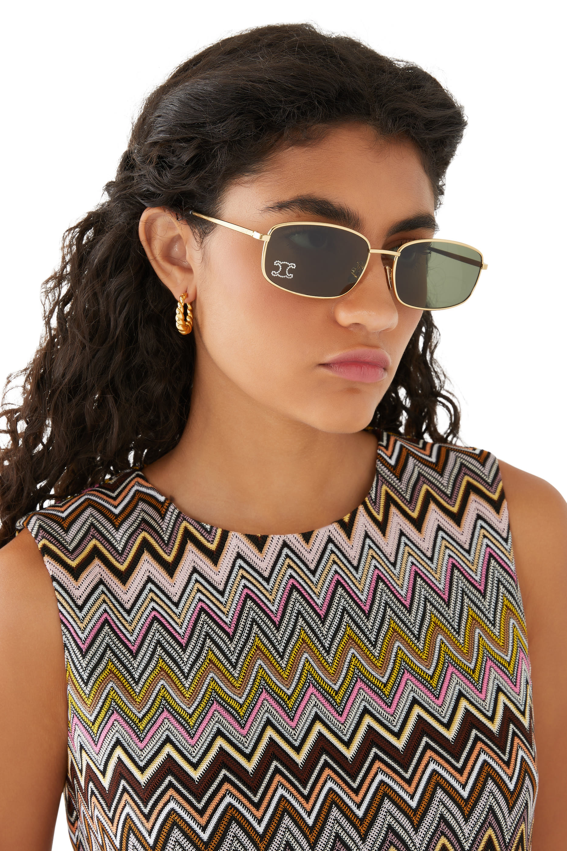 نظارة شمسية معدن بشعار تريومف مرصع بأحجار الراين