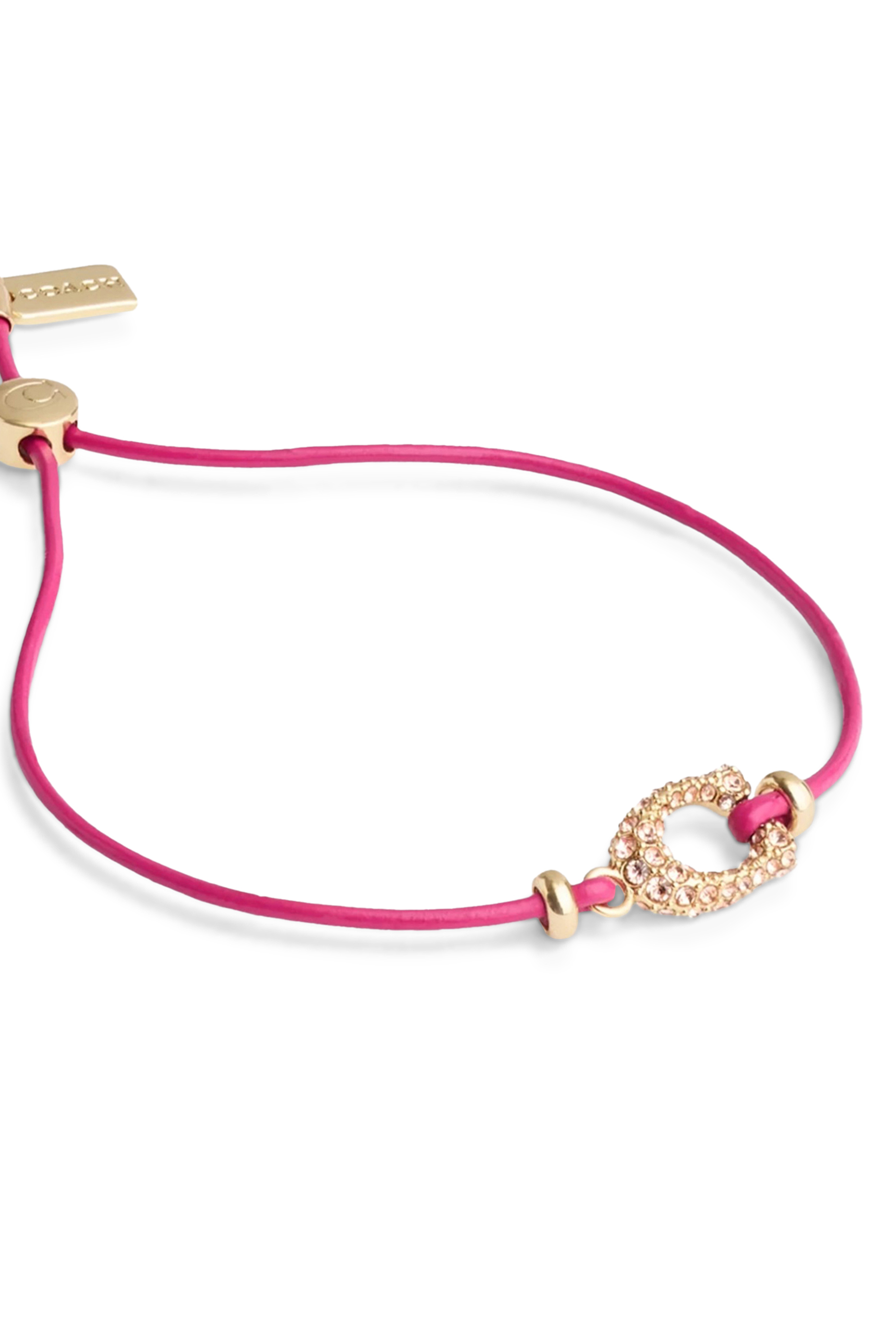 سوار جلد بقفل منزلق وحلية مرصعة بأحجار بافيه