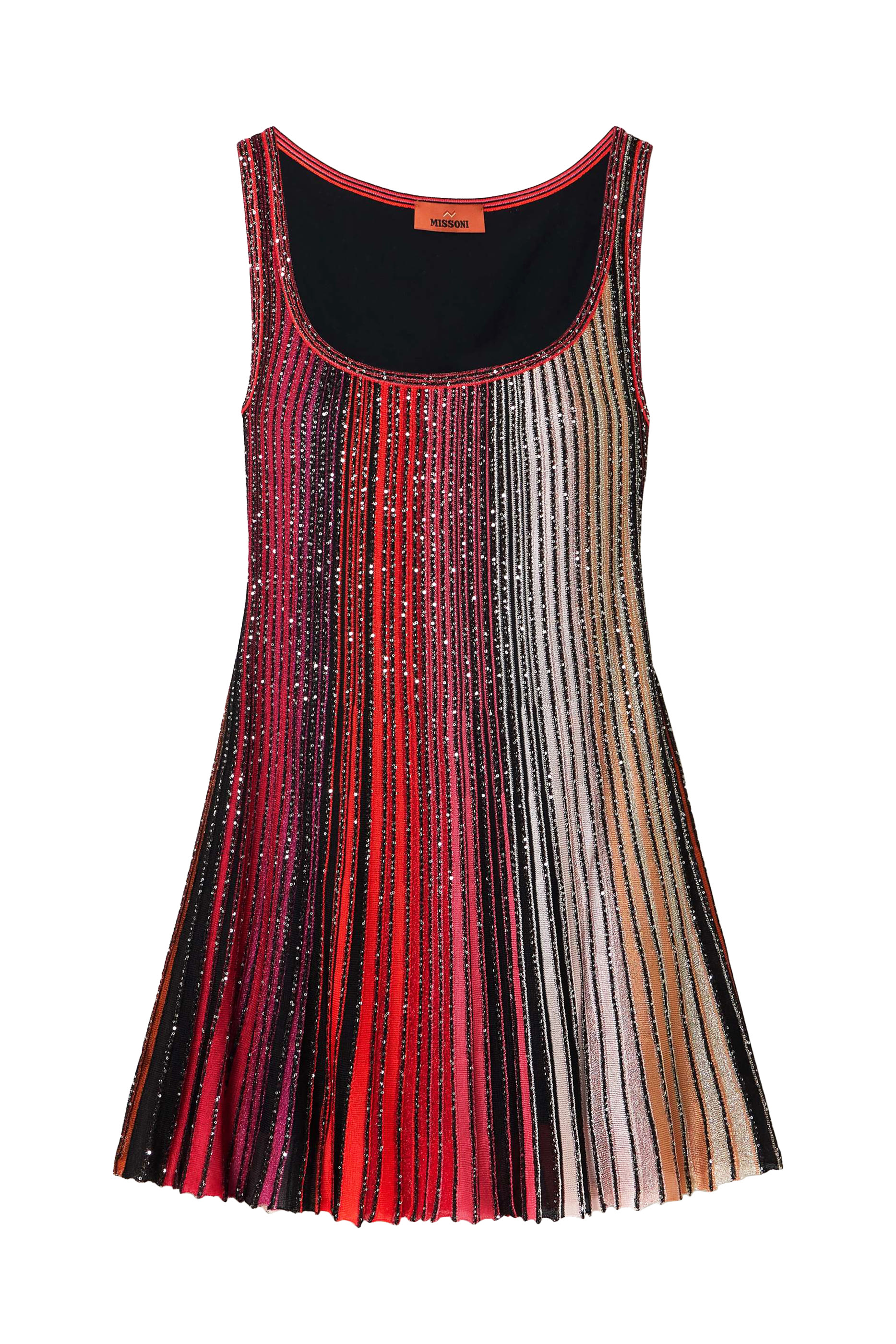 فستان قصير بنقشة مخططة وترتر نسيج كروشيه لامع