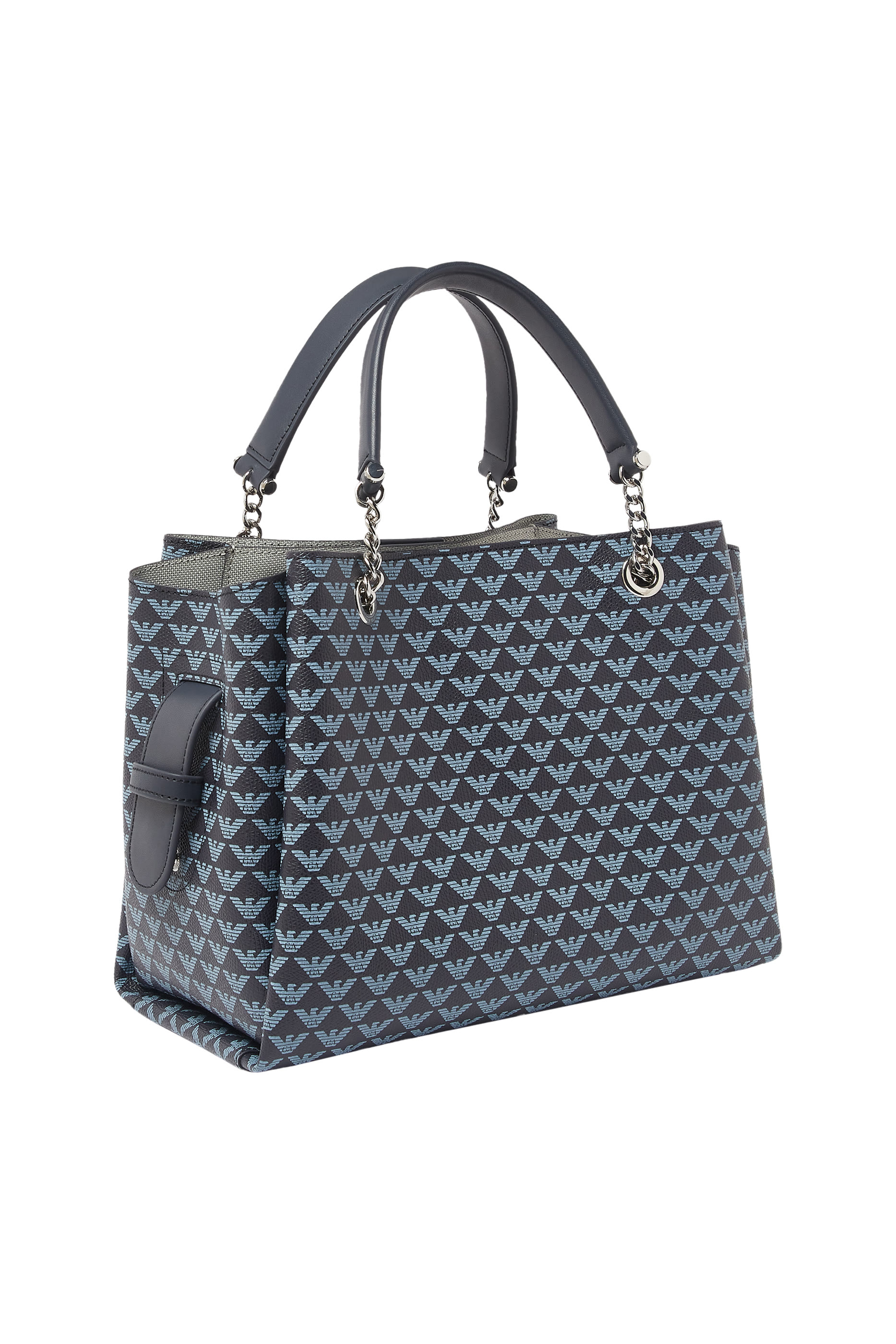 حقيبة يد مزينة كليا بنقشة شعار الماركة وحلية النسر