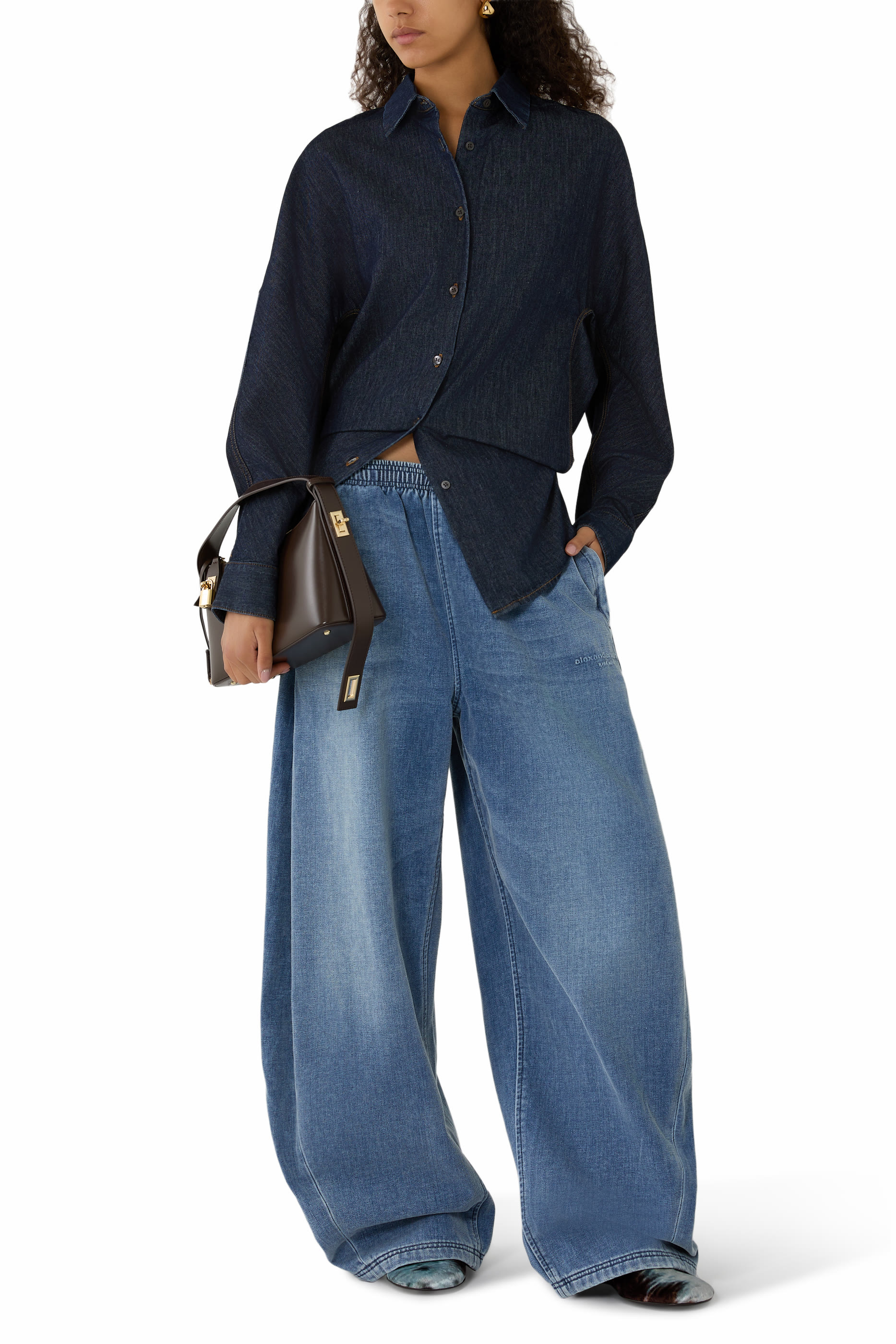 بنطال رياضي بلون باهت دنيم