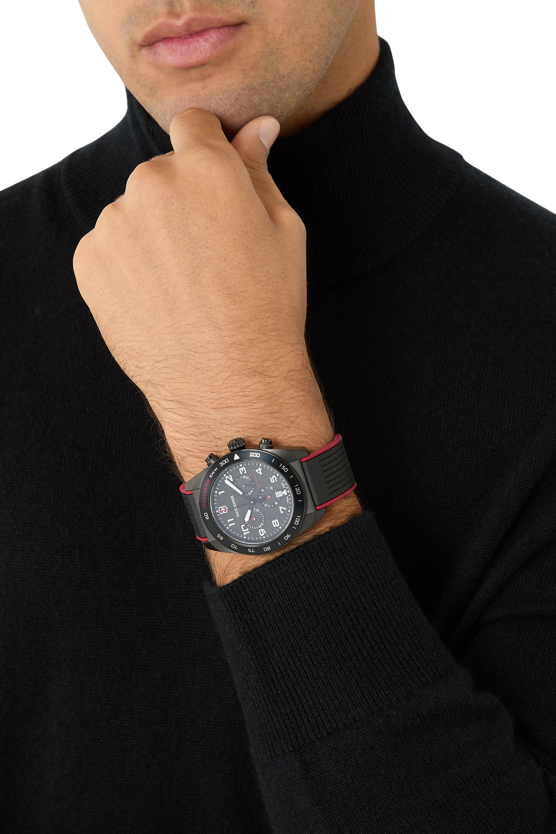 ساعة كرونوغراف سويس ارمي، ستانلس ستيل ومطاط