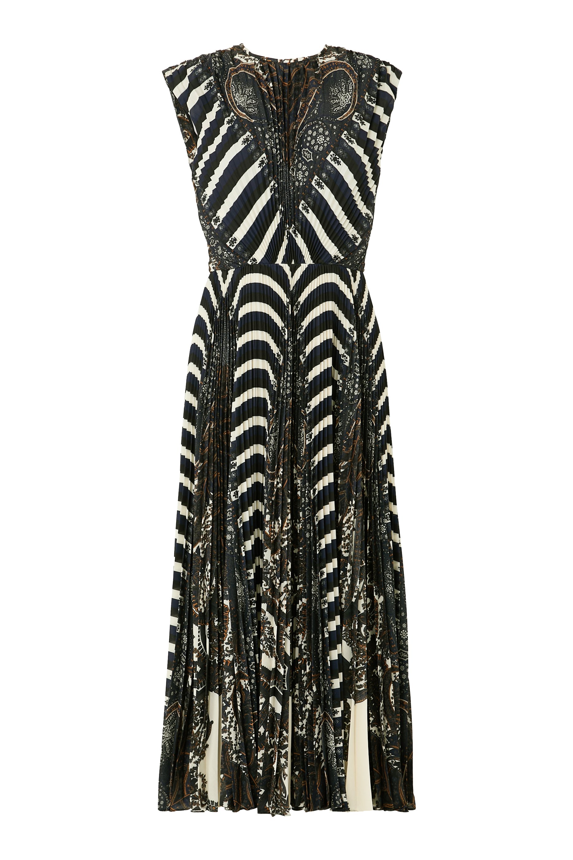 فستان فيوليتا متوسط الطول بلا أكمام وبطيات