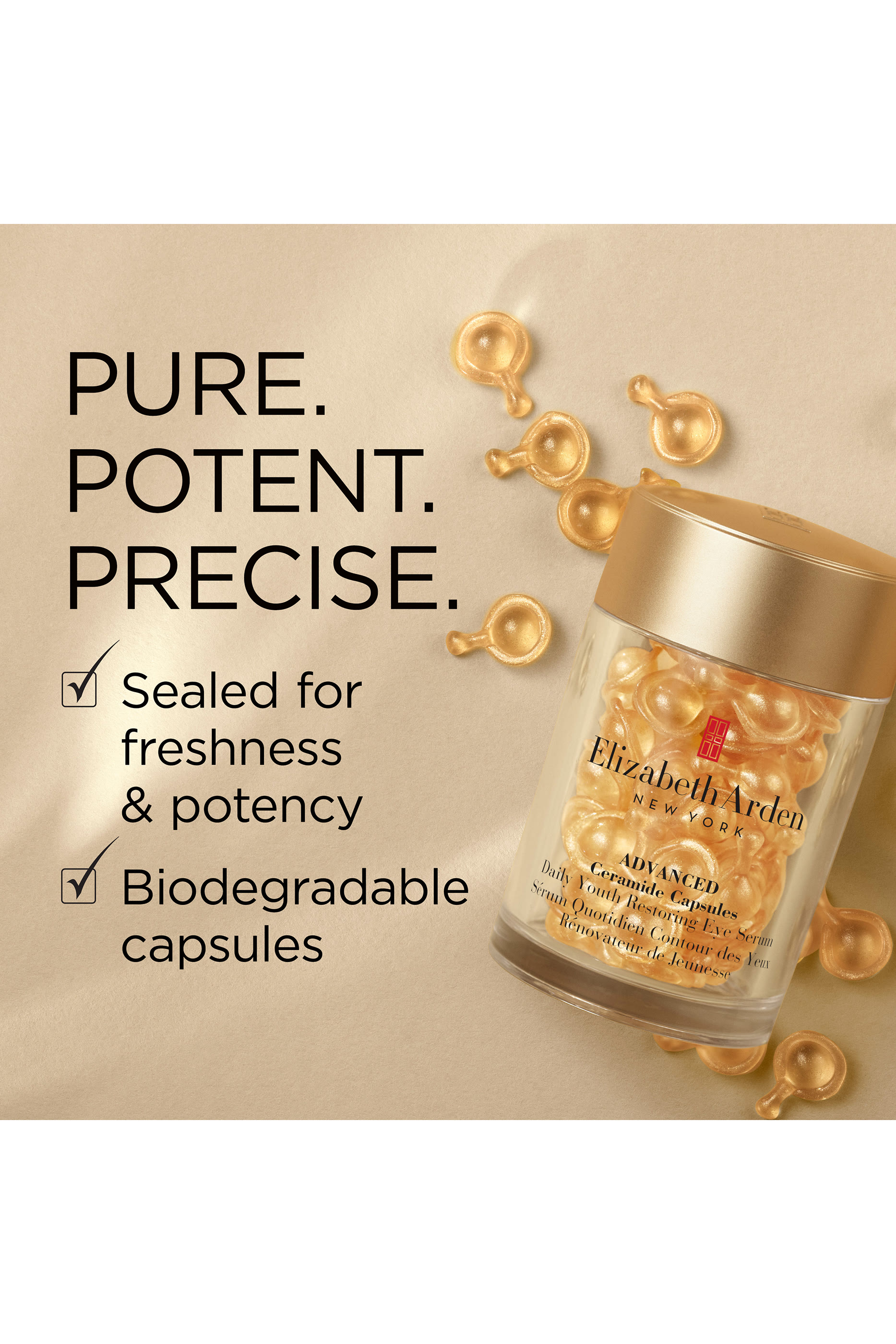 كبسولات سيراميد متطورة بسيروم يومي لاستعادة شباب بشرة العين، 60 كبسولة