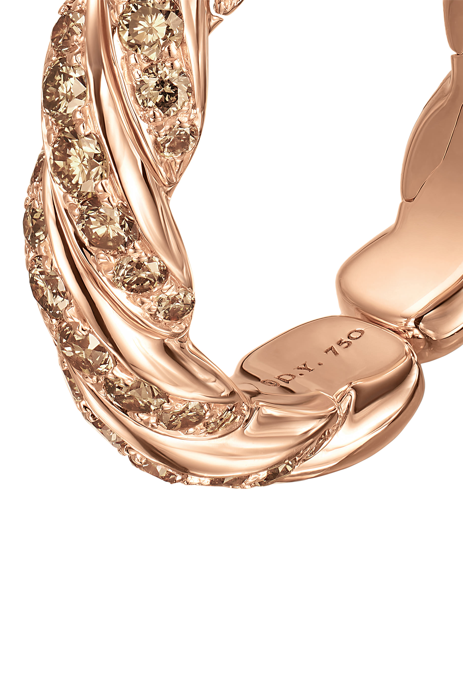 خاتم بحلقة سكلبتد كيبل فليكس مرصع بماس كونياك، ذهب وردي عيار 18