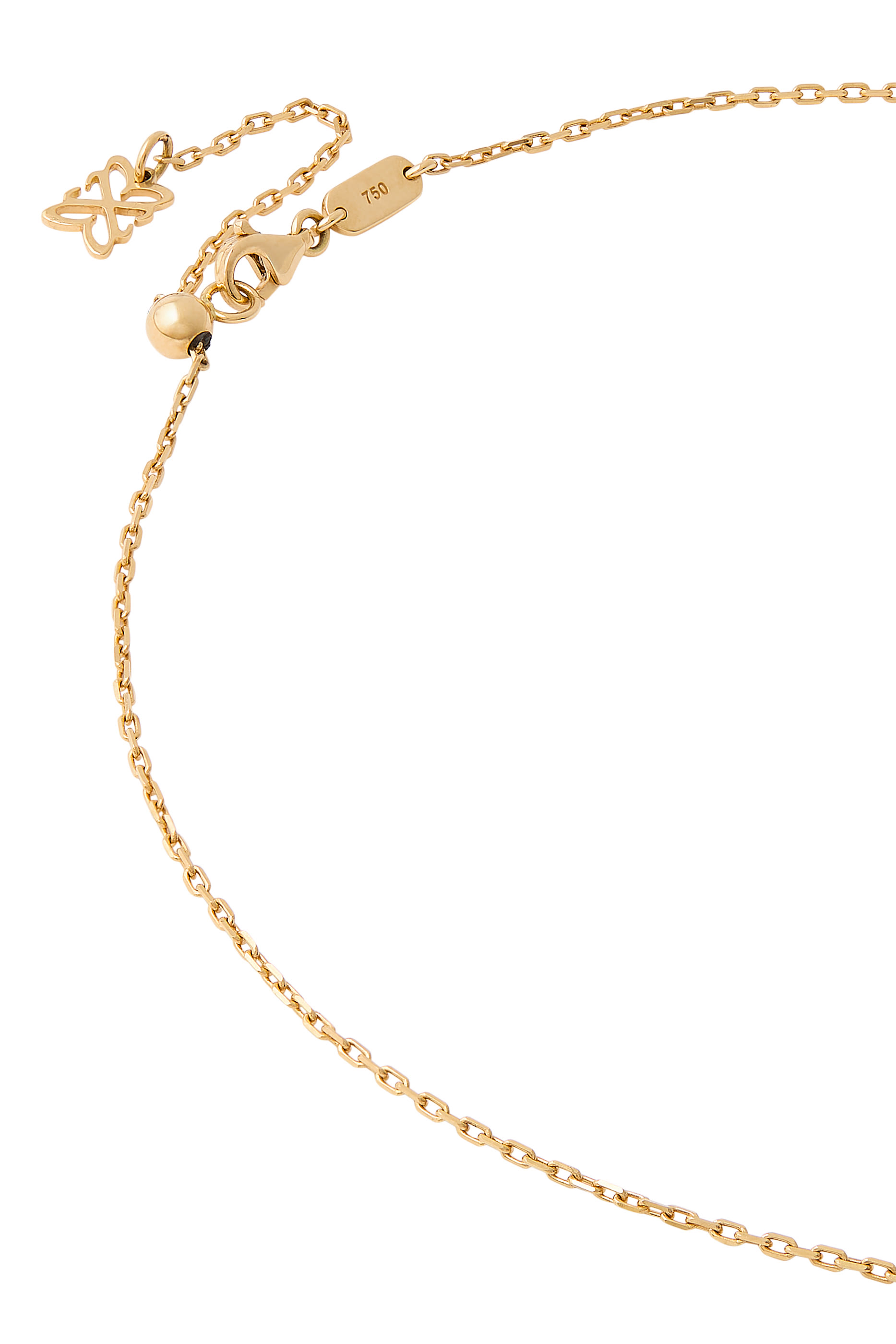 قلادة بدلاية بتصميم دمبل، مرصعة بالياقوت ومزينة بمينا، ذهب وردي عيار 18 