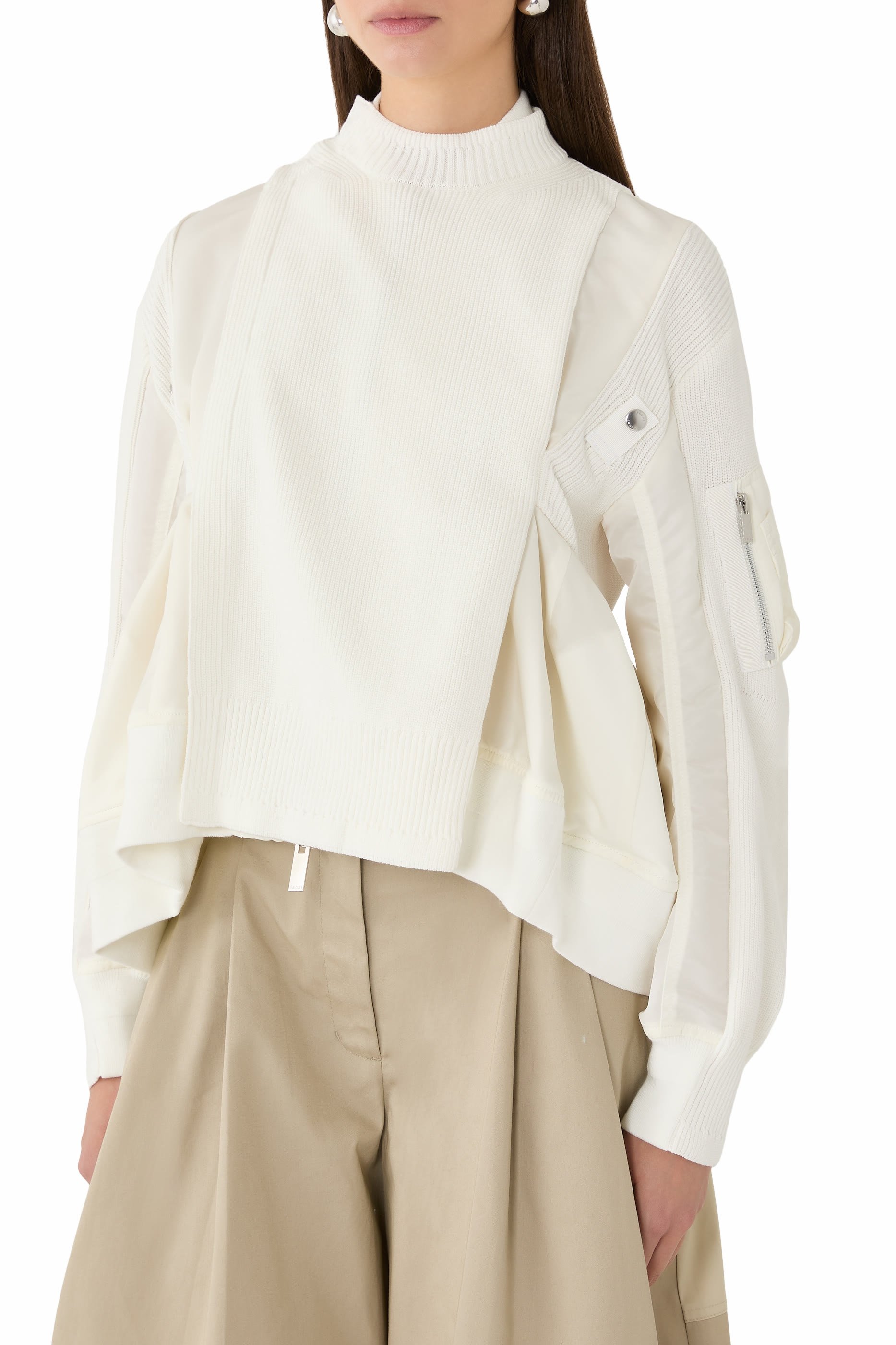 Ribbed Collar Knit Blouson