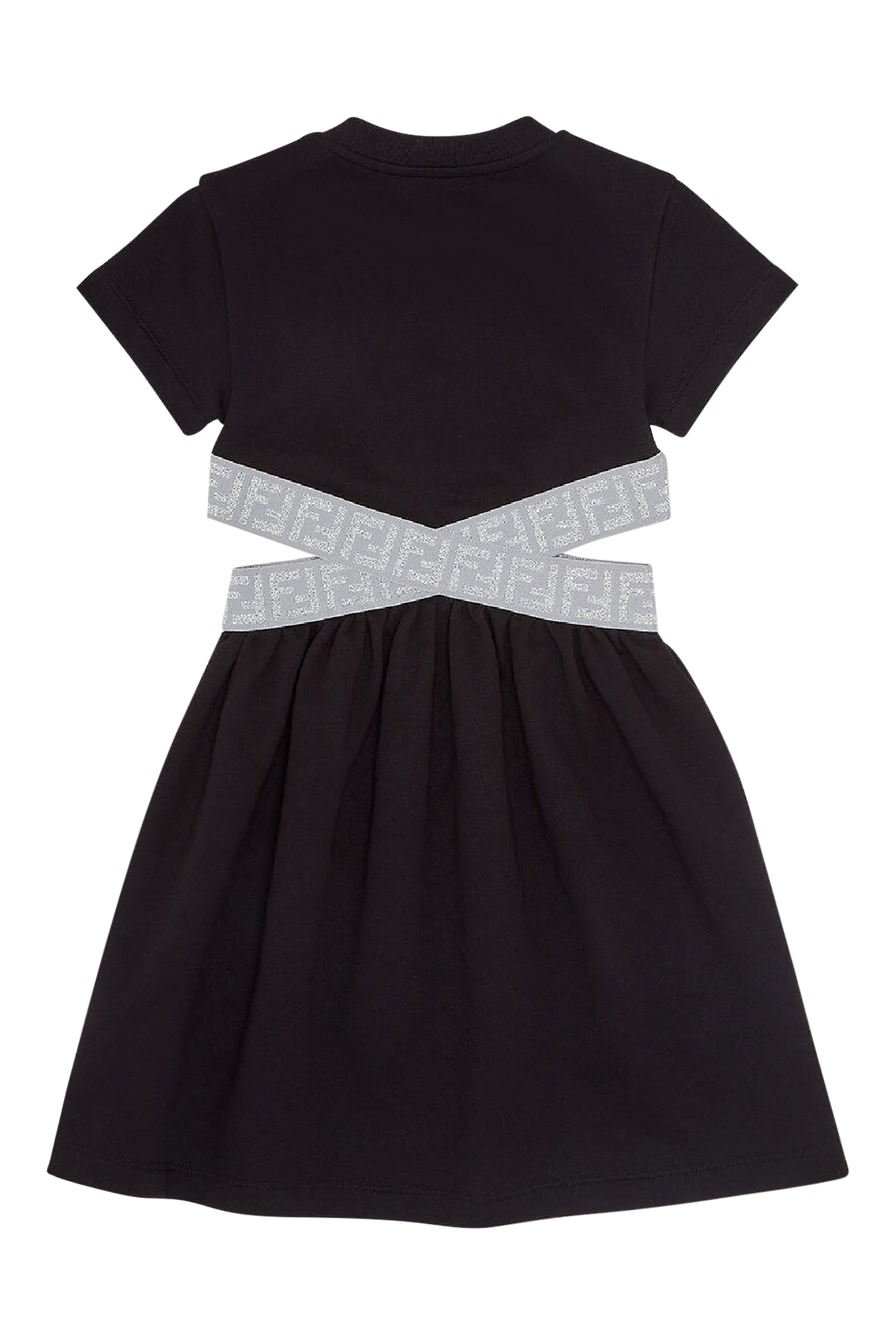 فستان بخصر بفتحات بطبعات شعار الماركة